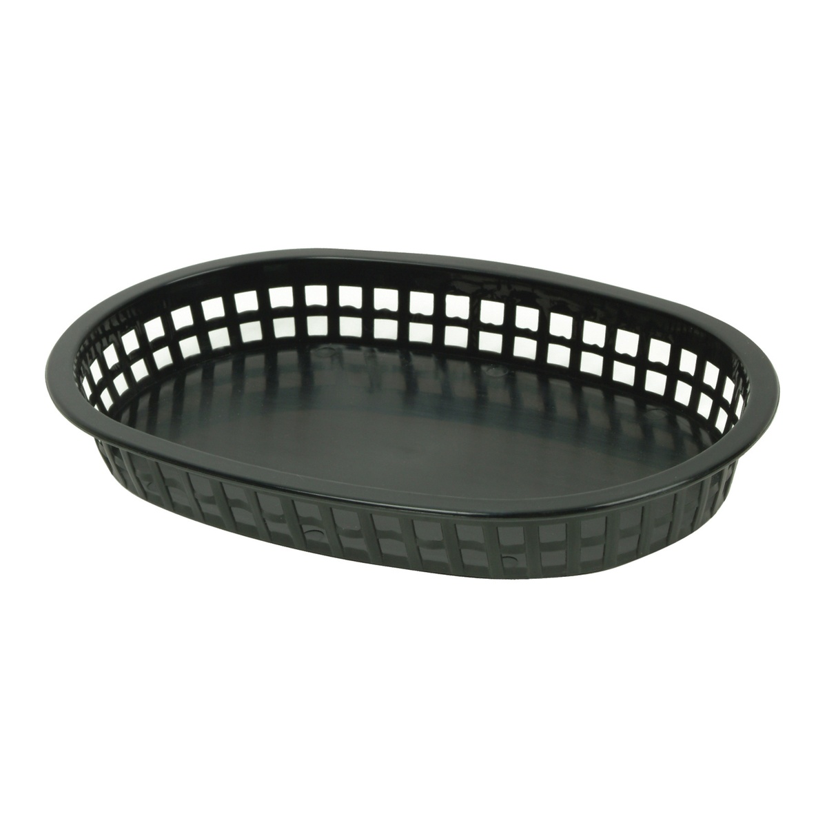 Thunder Group PLBK1034K 10-3/4 inch black oblong polypropylene fast food basket with lattice sides
