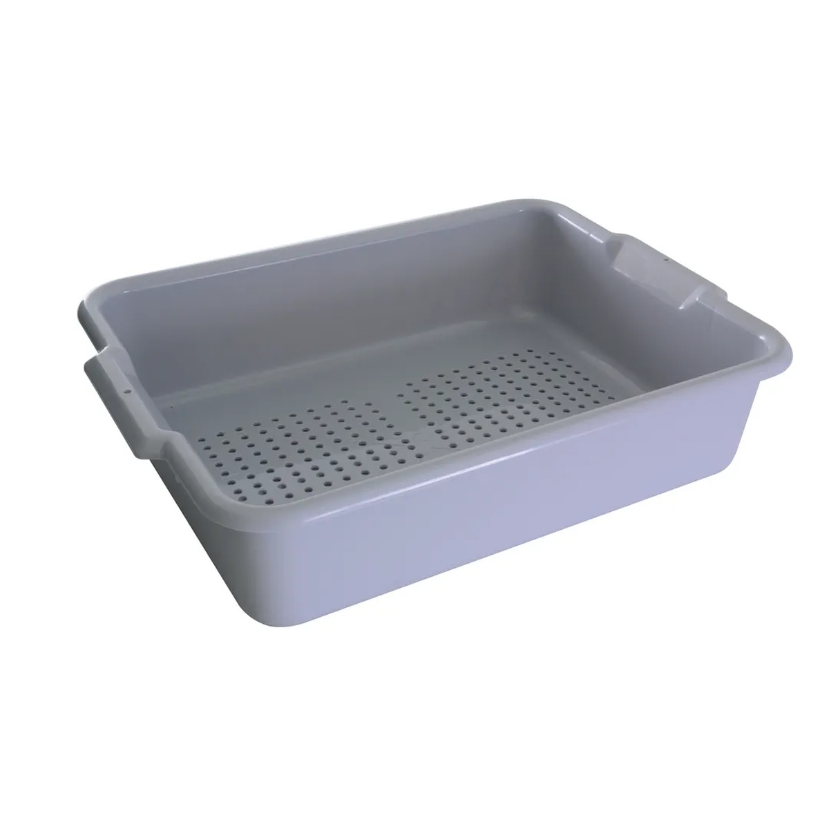 Thunder Group PLBT505GPF gray polypropylene bus tub with perforated bottom and integrated handles