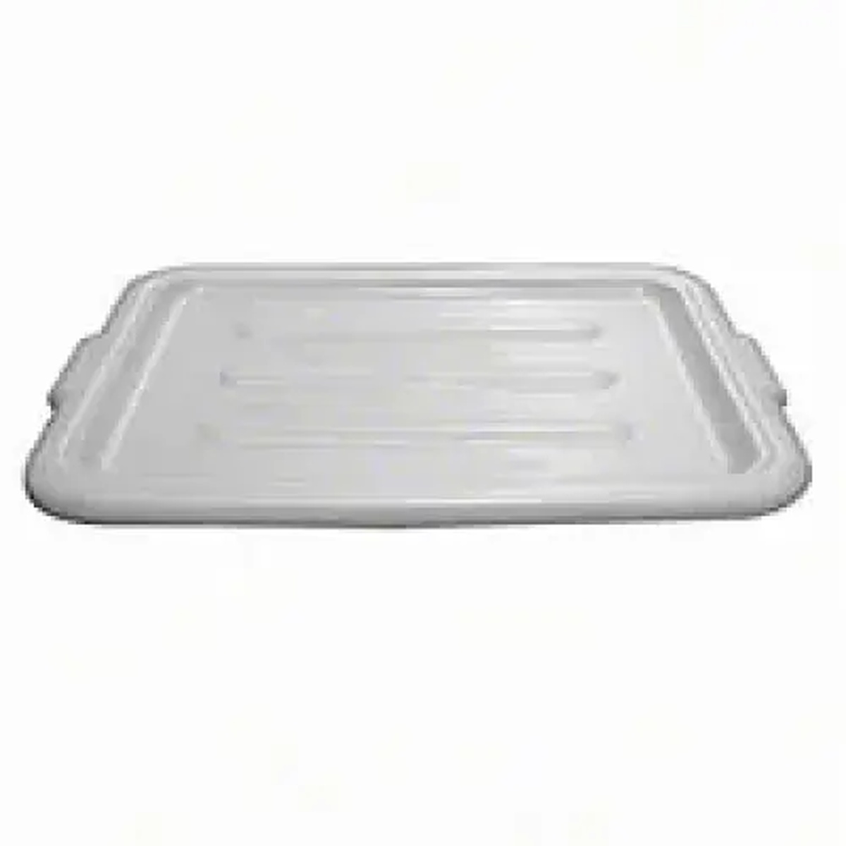 Thunder Group PLBTC001W white high-density polyethylene bus tub lid, rectangular with ribbed surface and side handles