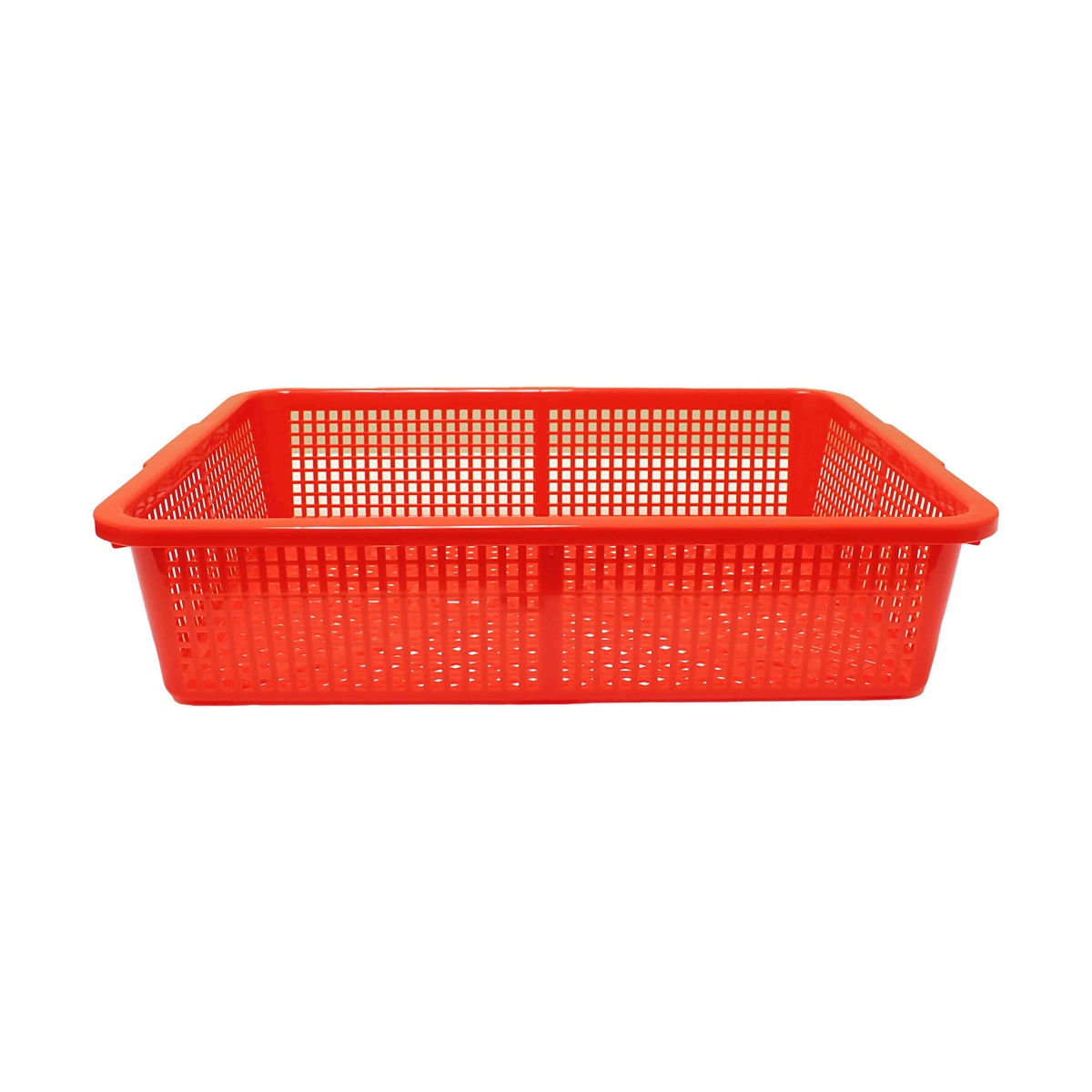 Thunder Group PLFB001 red rectangular perforated plastic colander on white background