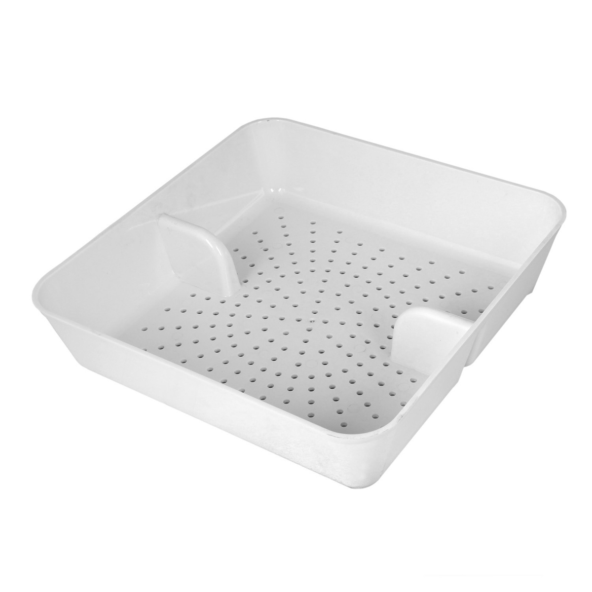 Thunder Group PLFDS285 white square ABS floor drain strainer with perforated base and integrated handles