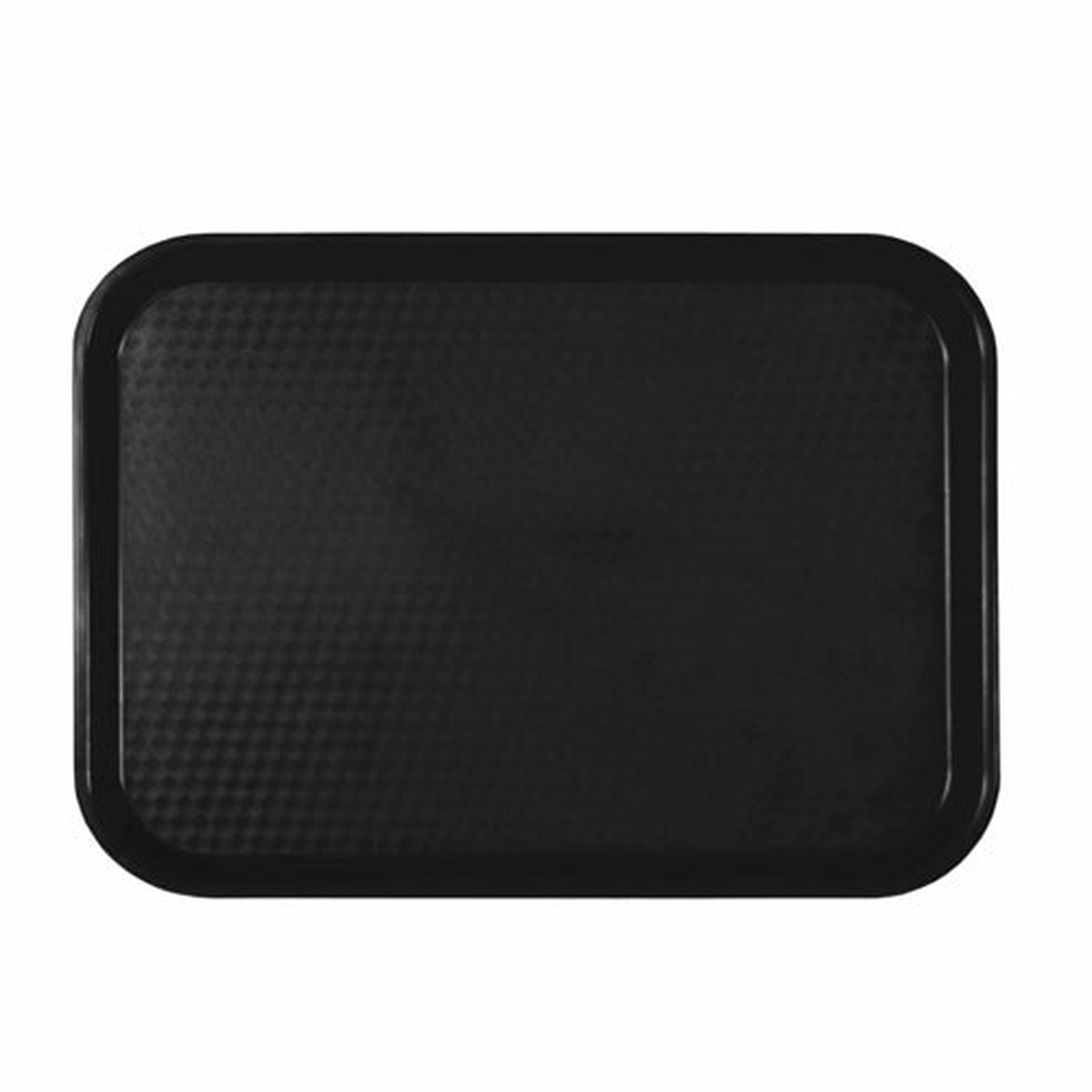 Thunder Group PLFFT1216BK black rectangular polypropylene fast food tray, top-down view showing textured surface