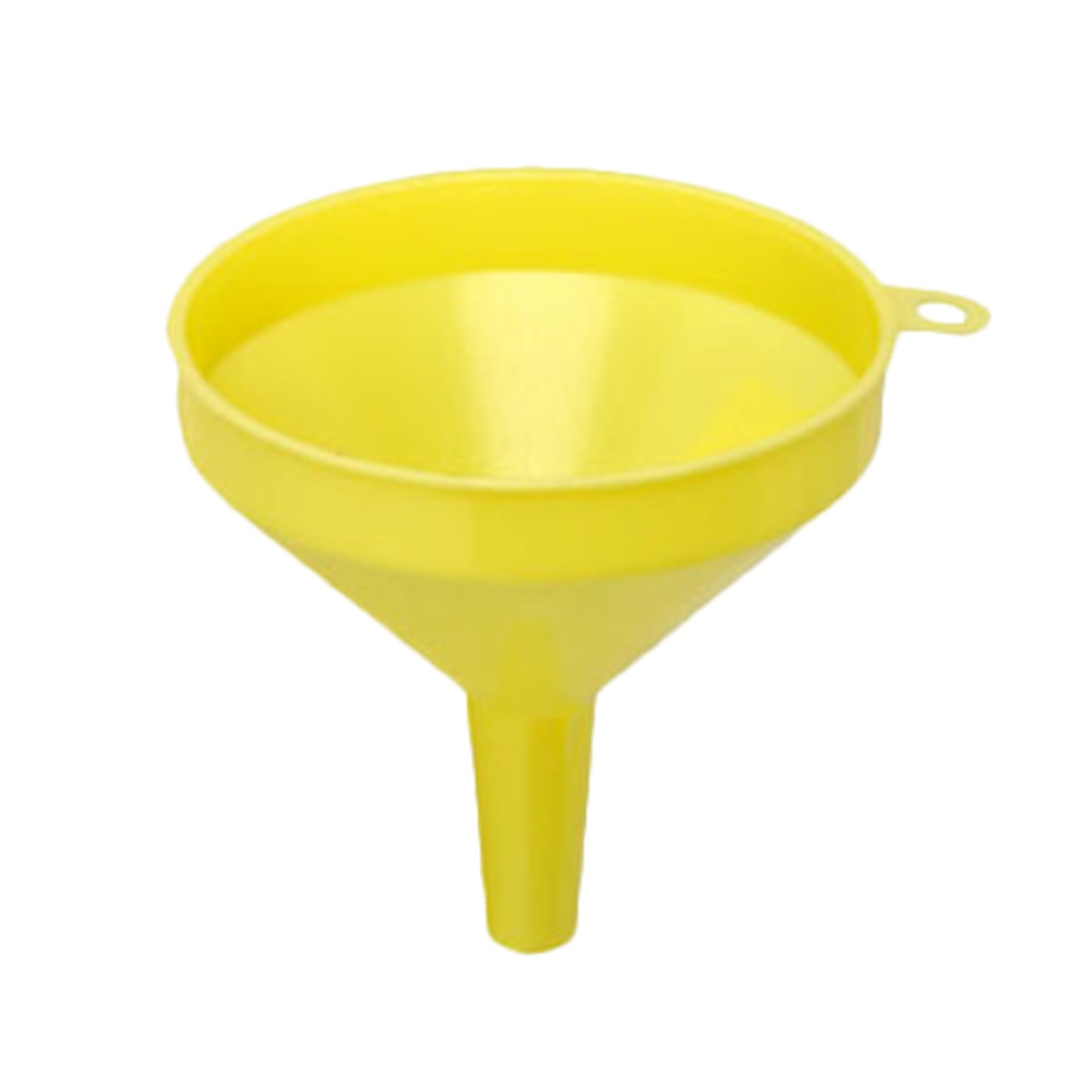 Thunder Group PLFN004 yellow plastic funnel with hanging ring and narrow pour spout
