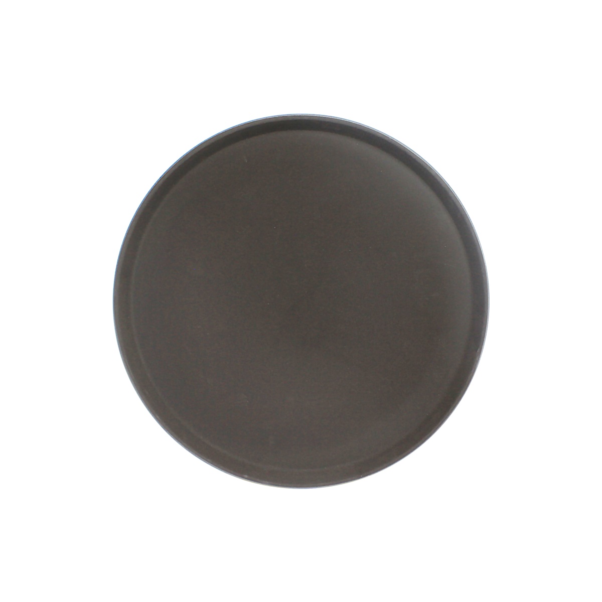 Thunder Group PLFT1400BR 14-inch round brown fiberglass non-skid serving tray, top-down view