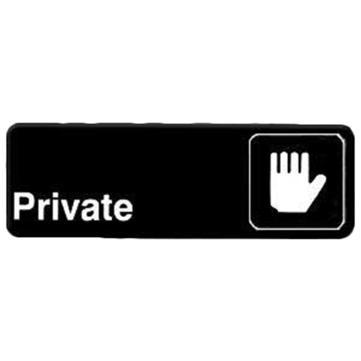 Thunder Group PLIS9303BK 9x3 inch black Private information sign with white lettering and hand stop symbol