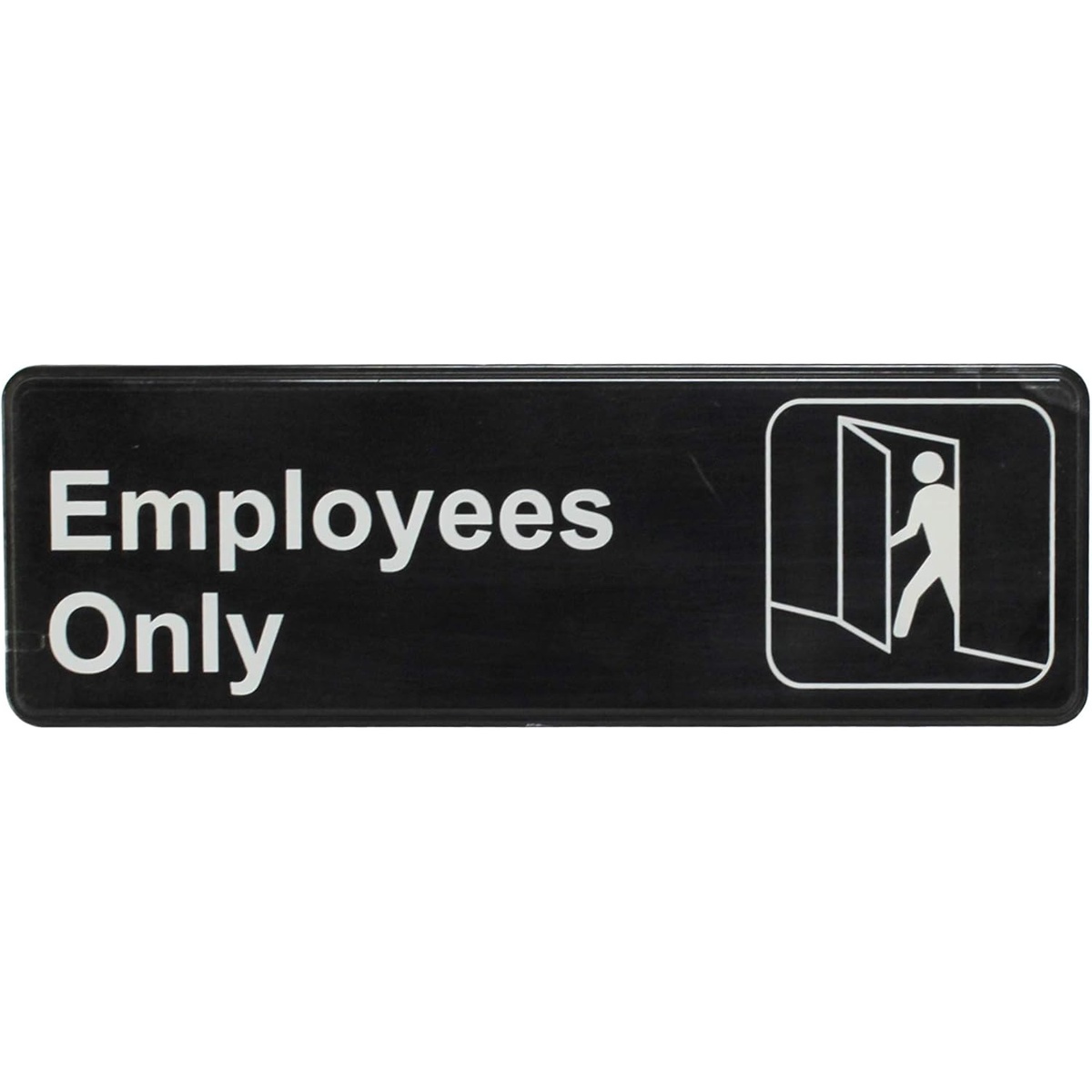 Thunder Group PLIS9304BK Employees Only sign with white text and door symbol on black background