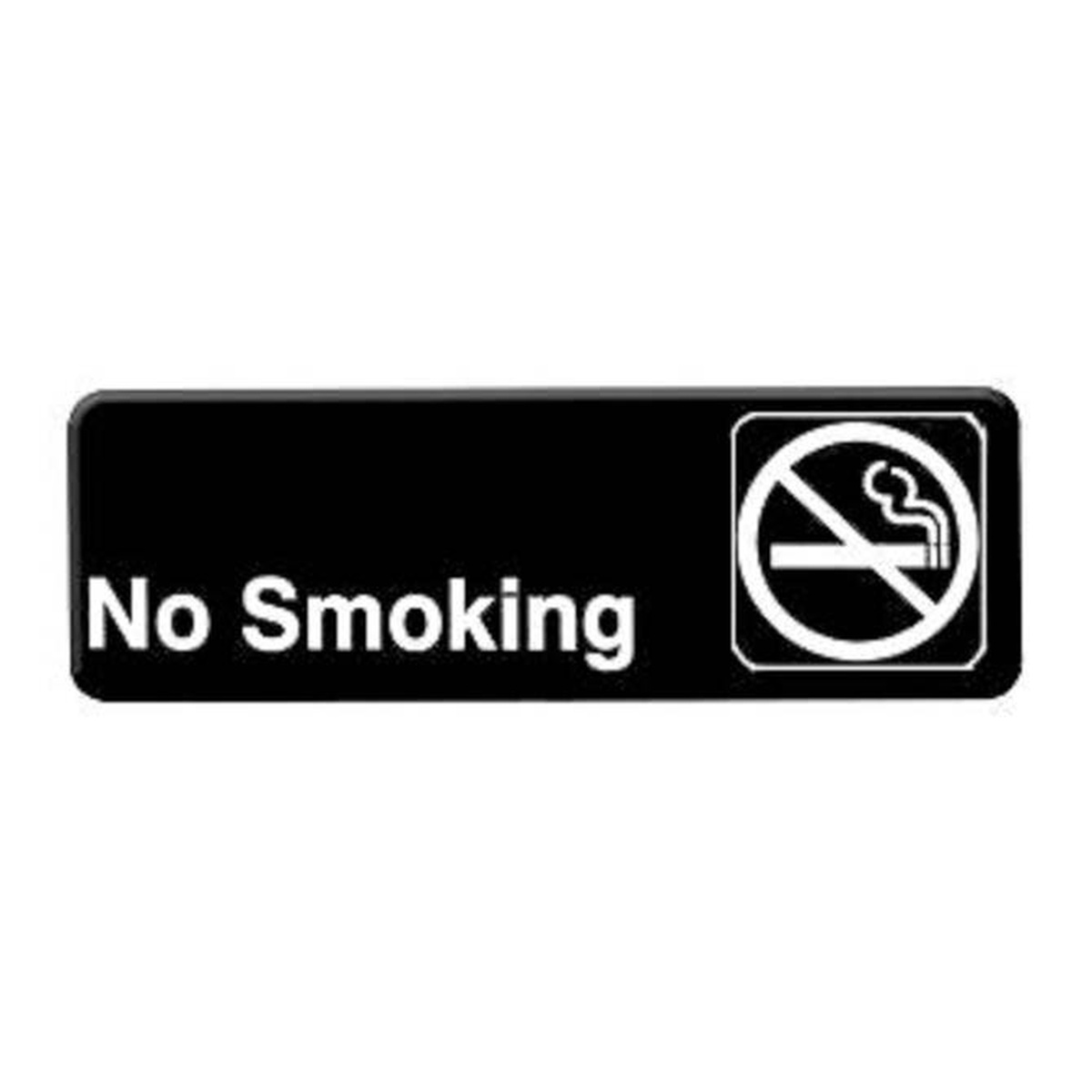 Thunder Group PLIS9311BK No Smoking wall sign, 9x3 inches, white text and symbol on black background
