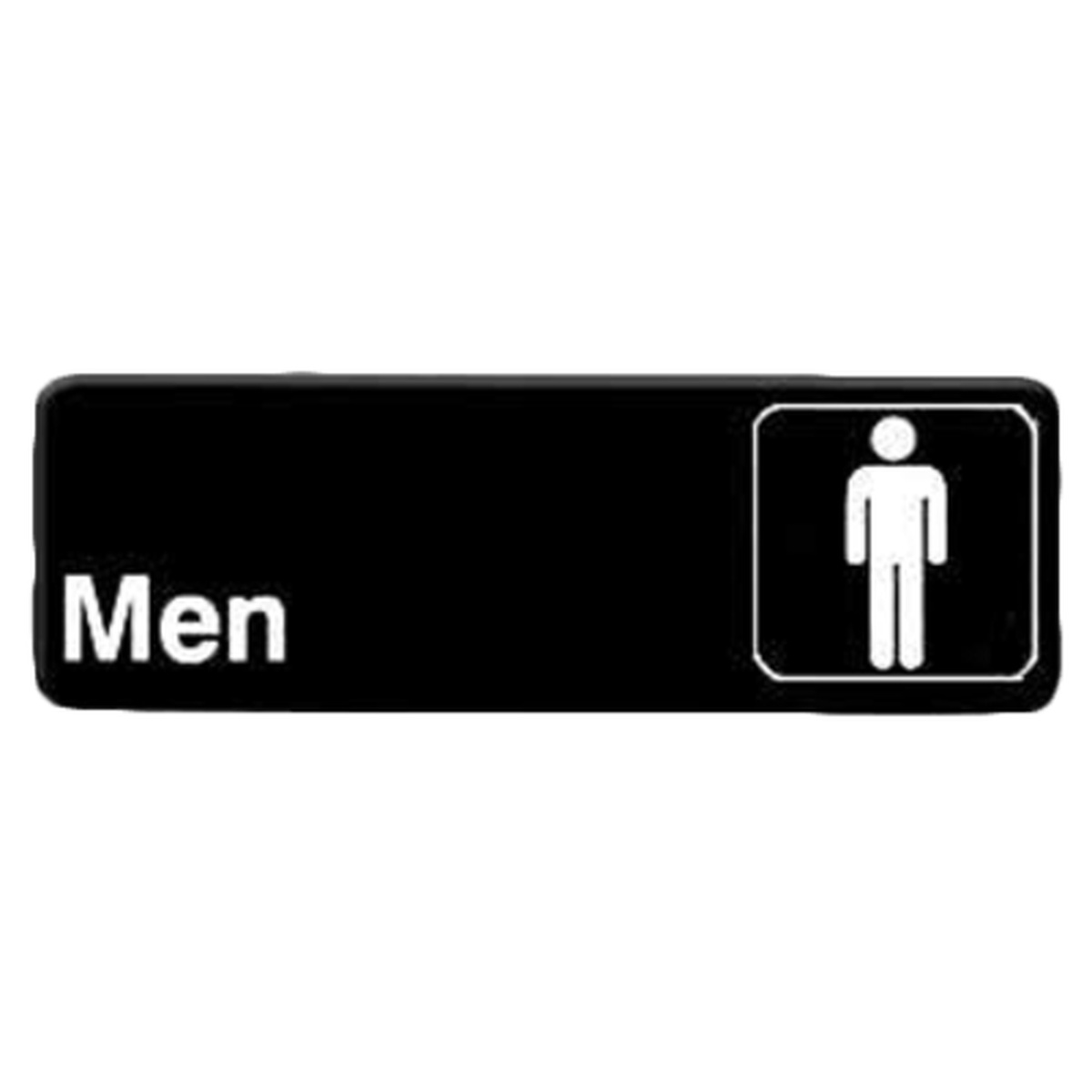 Thunder Group PLIS9313BK black Men restroom sign with white lettering and male symbol, 9 by 3 inches