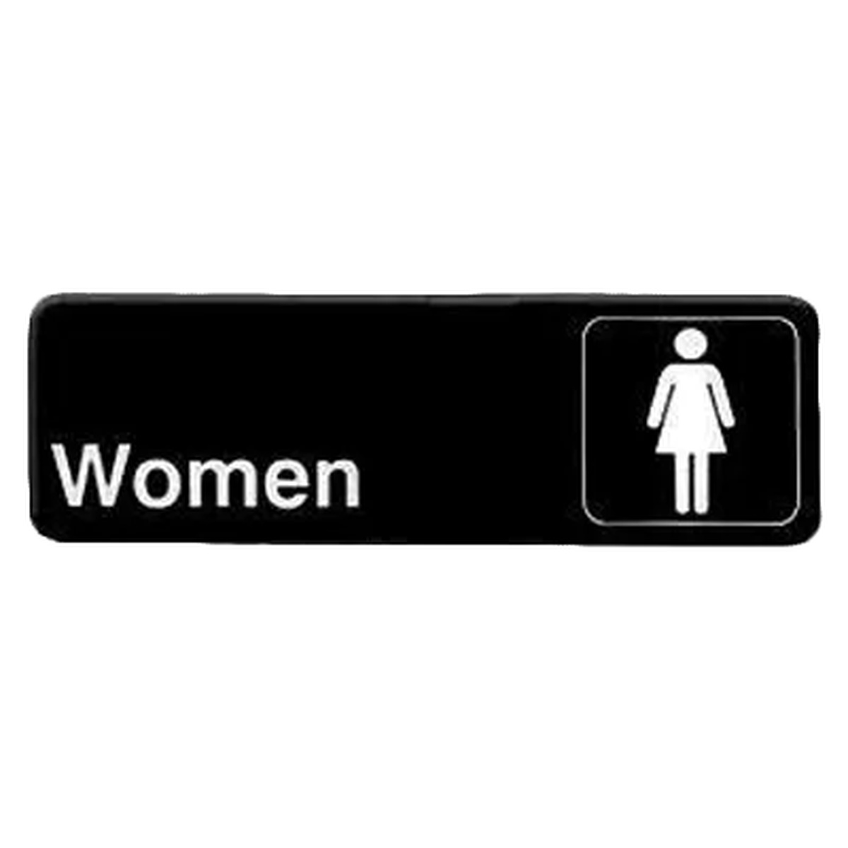 Thunder Group PLIS9314BK Women restroom sign, black background with white Women text and female symbol, 9 by 3 inch