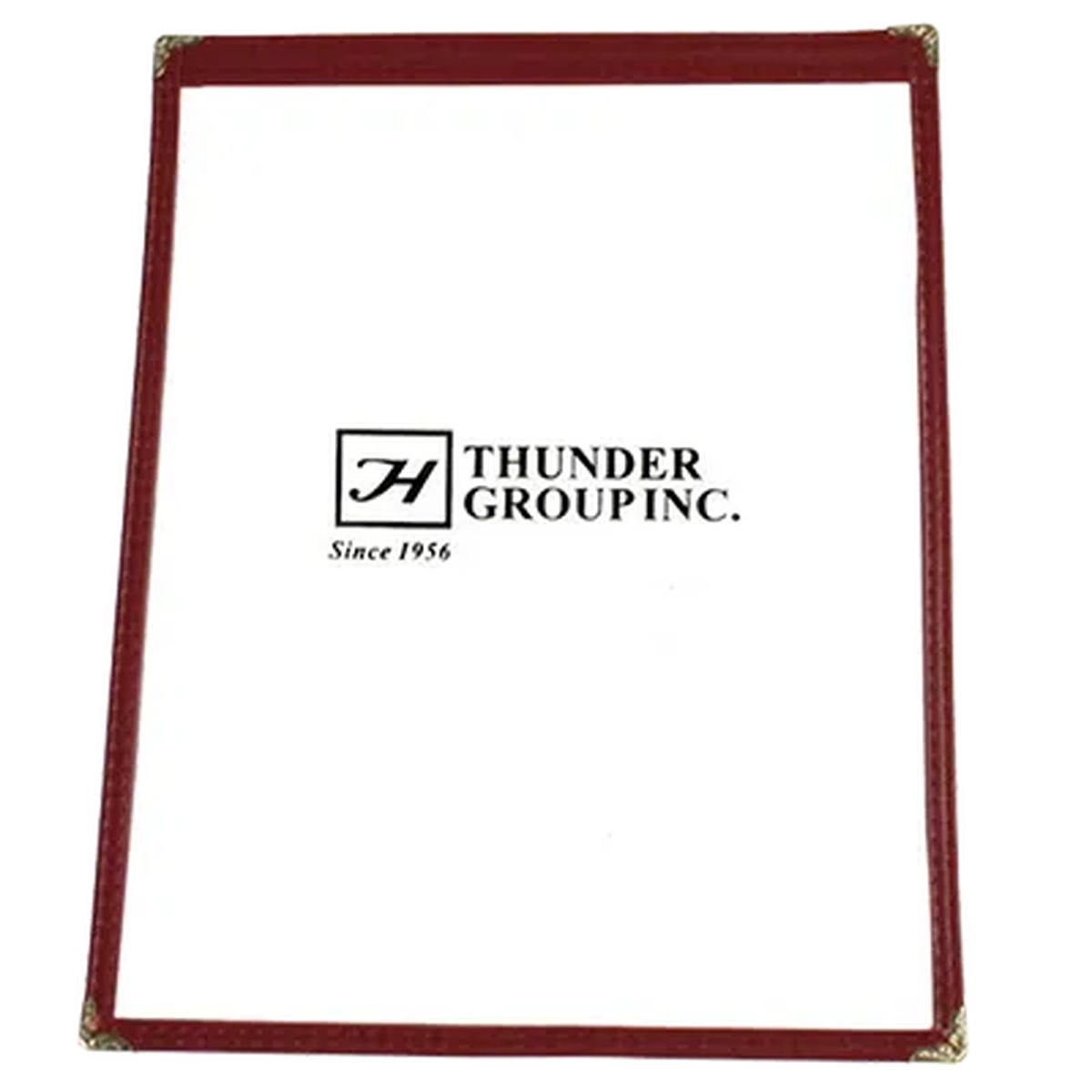 Thunder Group PLMENU-1MA maroon plastic laminate single pocket menu cover with gold corner accents