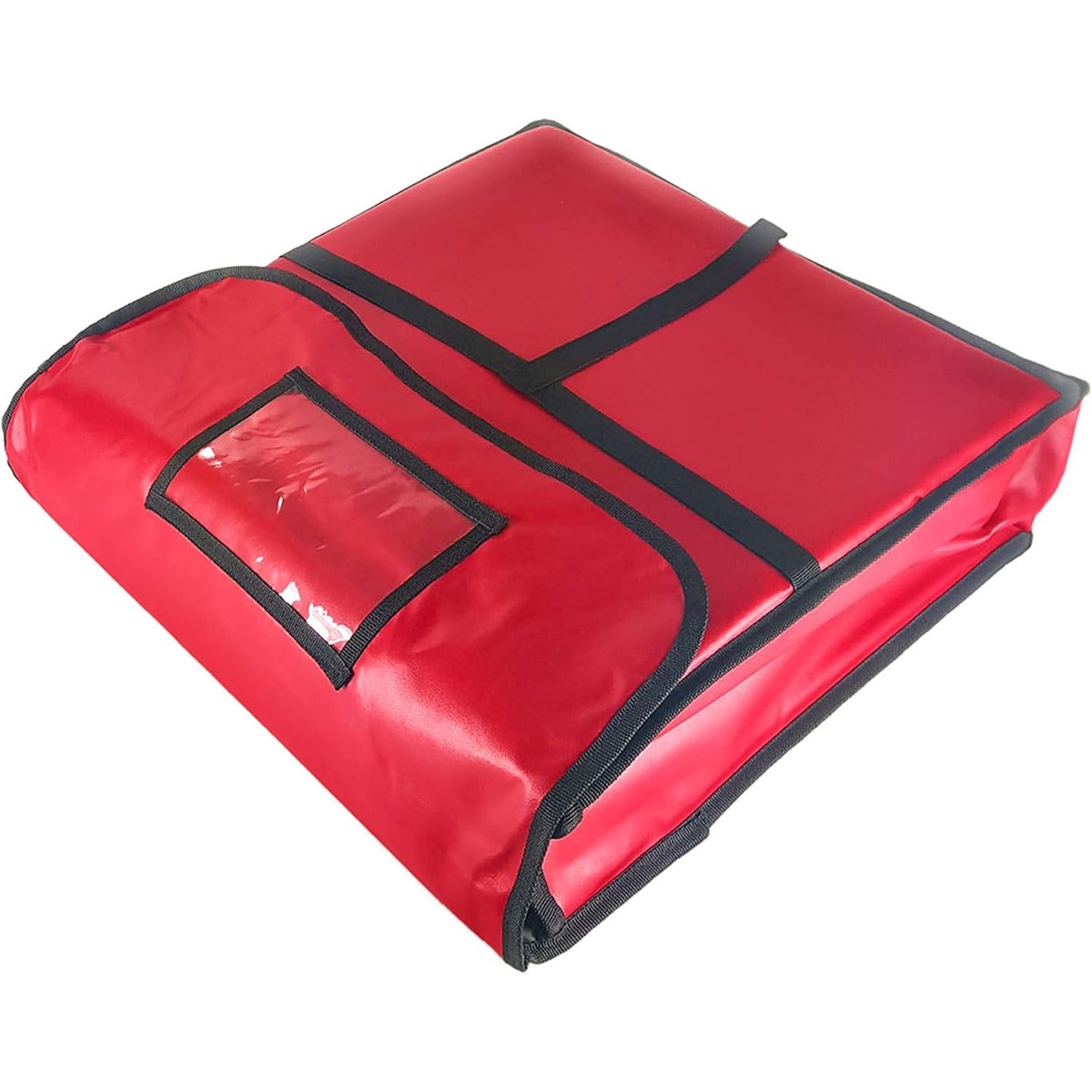 Thunder Group PLPB018 red insulated pizza delivery bag, closed with Velcro fasteners and T-strap handle