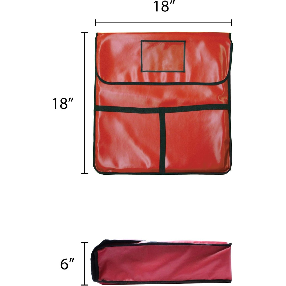 Thunder Group PLPB018 pizza bag front view with 18 inch width and height dimension callouts