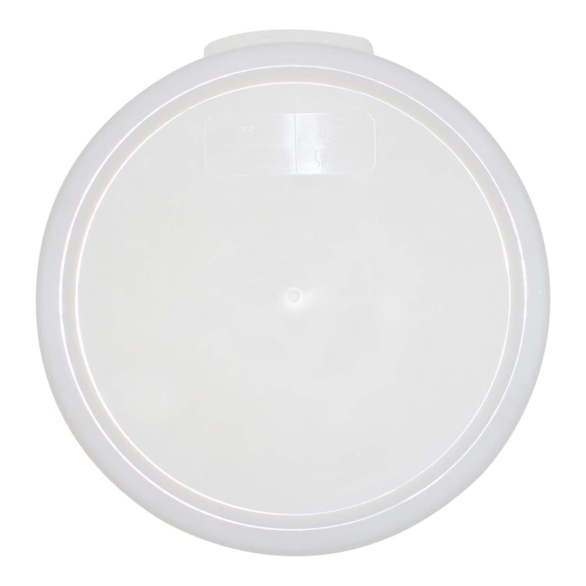 Thunder Group PLRFC0204TL translucent round polypropylene food storage container lid, top view