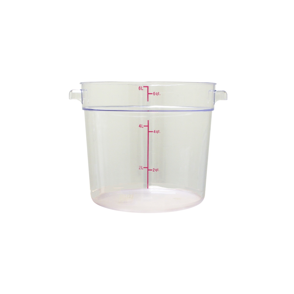 Thunder Group PLRFT306PC 6-quart clear polycarbonate round food storage container with printed measurement markings