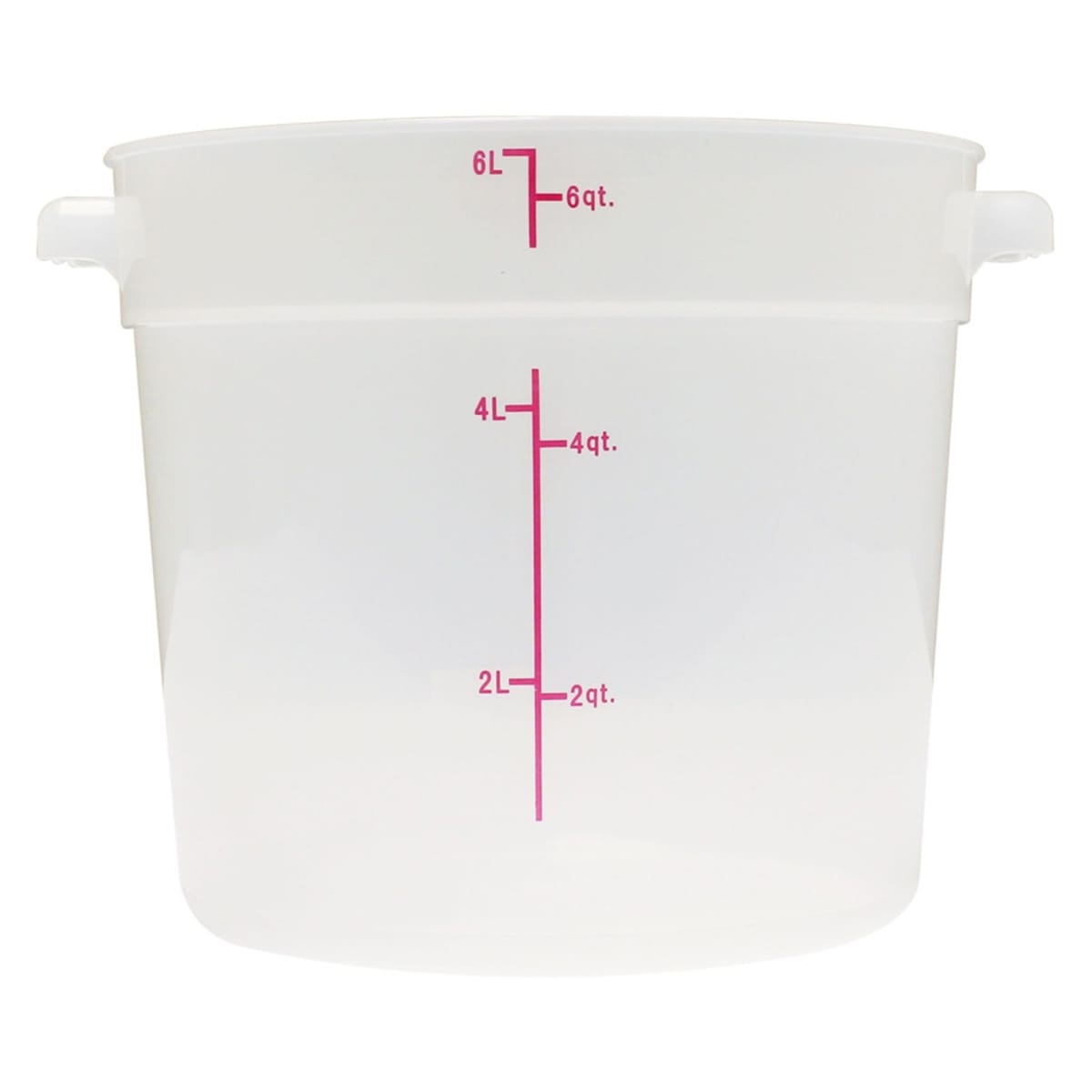 Thunder Group PLRFT306TL translucent round 6 qt polypropylene food storage container with graduated measurement markings