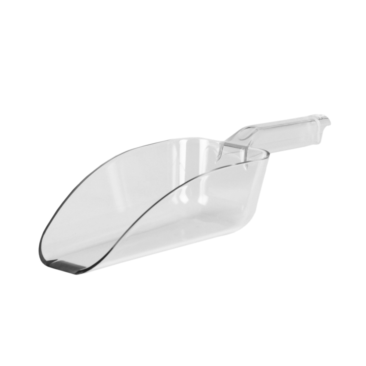 Thunder Group PLSC064CL 64 oz clear polycarbonate ice scoop with beveled tip and hanging hole on handle