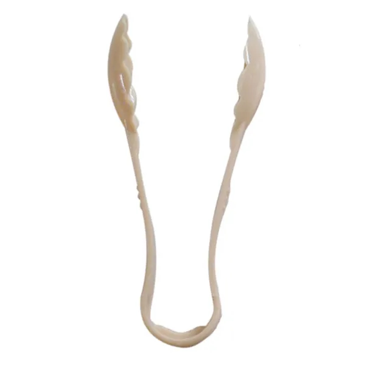 Thunder Group PLSGTG006BG 6-inch beige polycarbonate scallop grip serving tong, single piece view