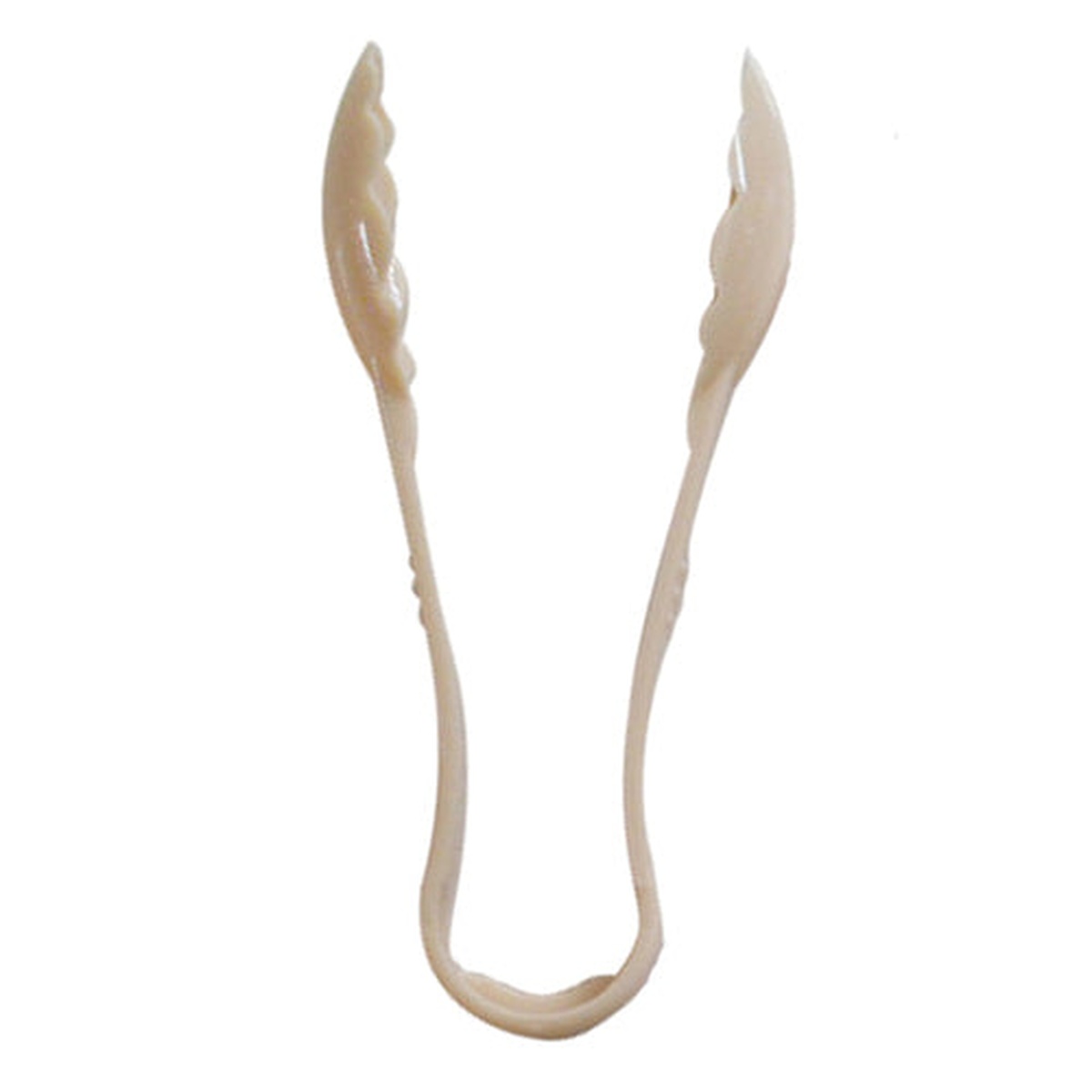 Thunder Group 9-inch beige polycarbonate scallop grip serving tong, full view on white background