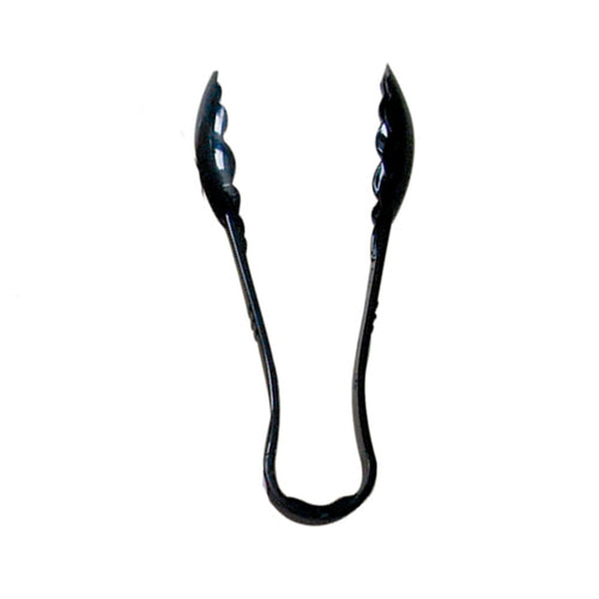 Thunder Group 9-inch black polycarbonate scallop grip serving tong, full product view