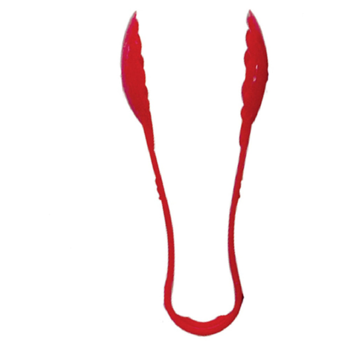 Thunder Group 9-inch red polycarbonate scallop grip serving tong, single unit