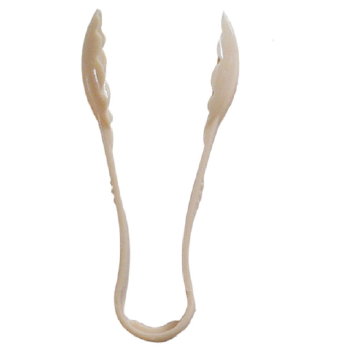Thunder Group PLSGTG012BG 12-inch beige polycarbonate scallop serving tong, isolated view