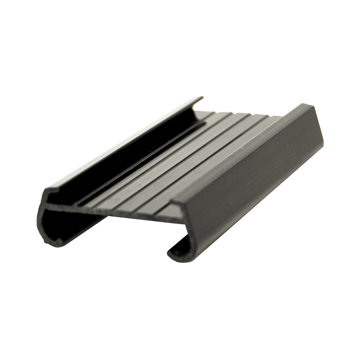 Thunder Group PLSL003BK black plastic shelf label holder angled view