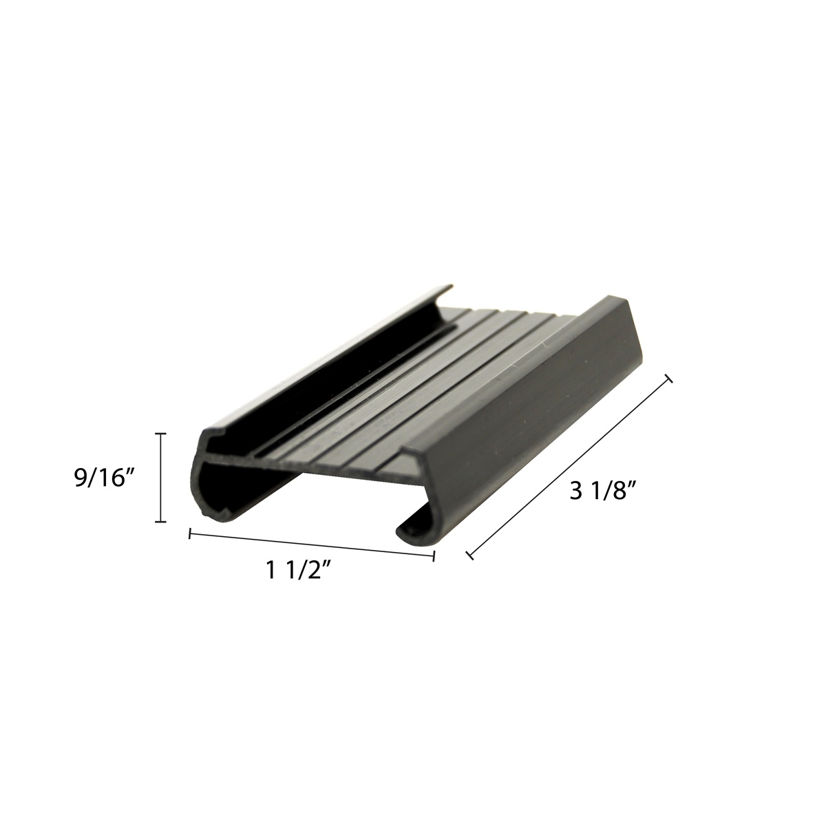 Thunder Group PLSL003BK shelf label holder with dimensions: 3-1/8 inch length, 1-1/2 inch width, 9/16 inch height