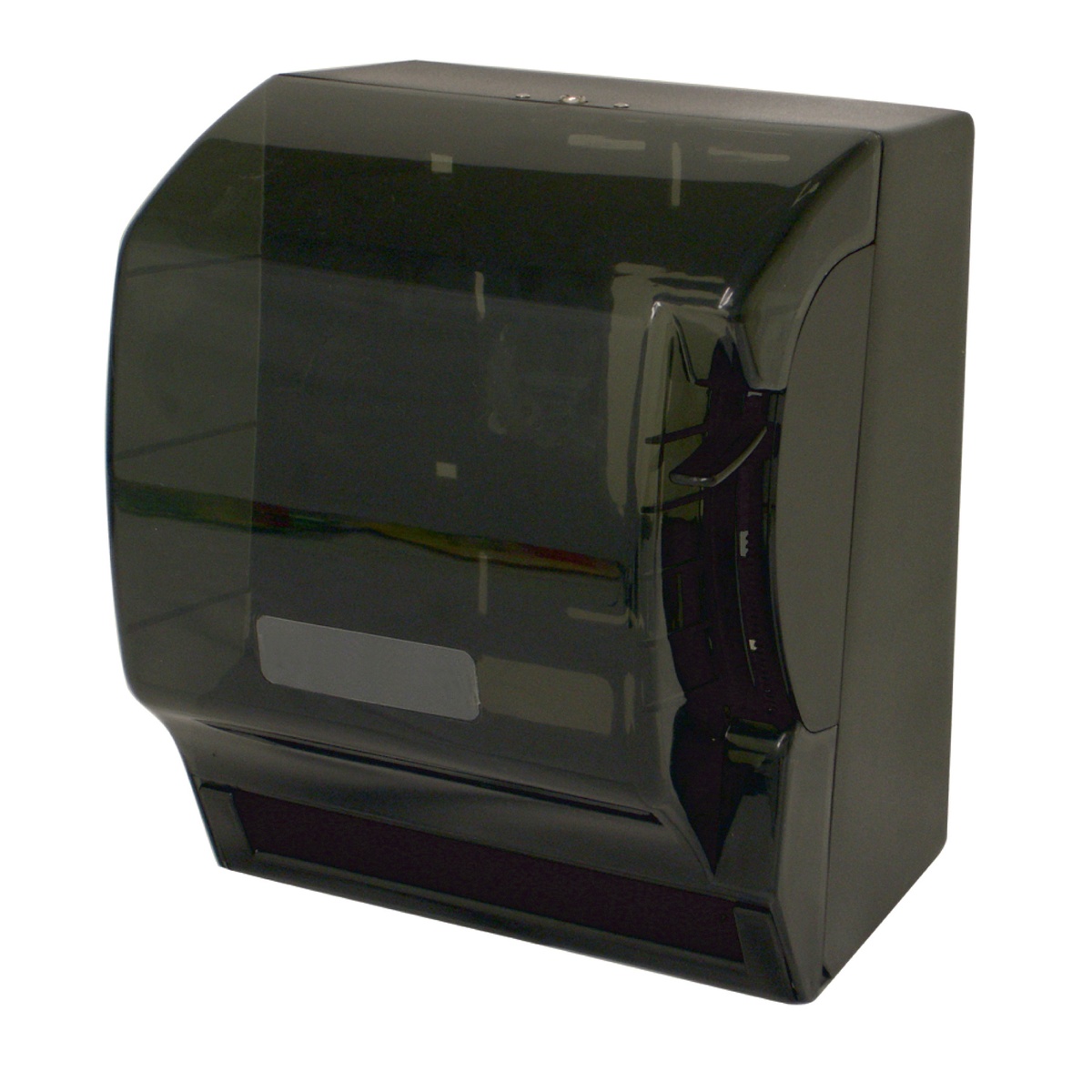 Thunder Group PLSTD393 square roll paper towel dispenser with transparent black full-swing cover and key-lock, product-on-white