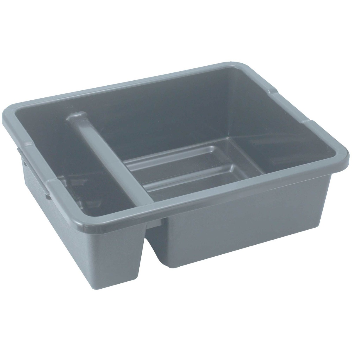 Winco PLTC-7G gray polypropylene divided bus box with two interior compartments and side handles