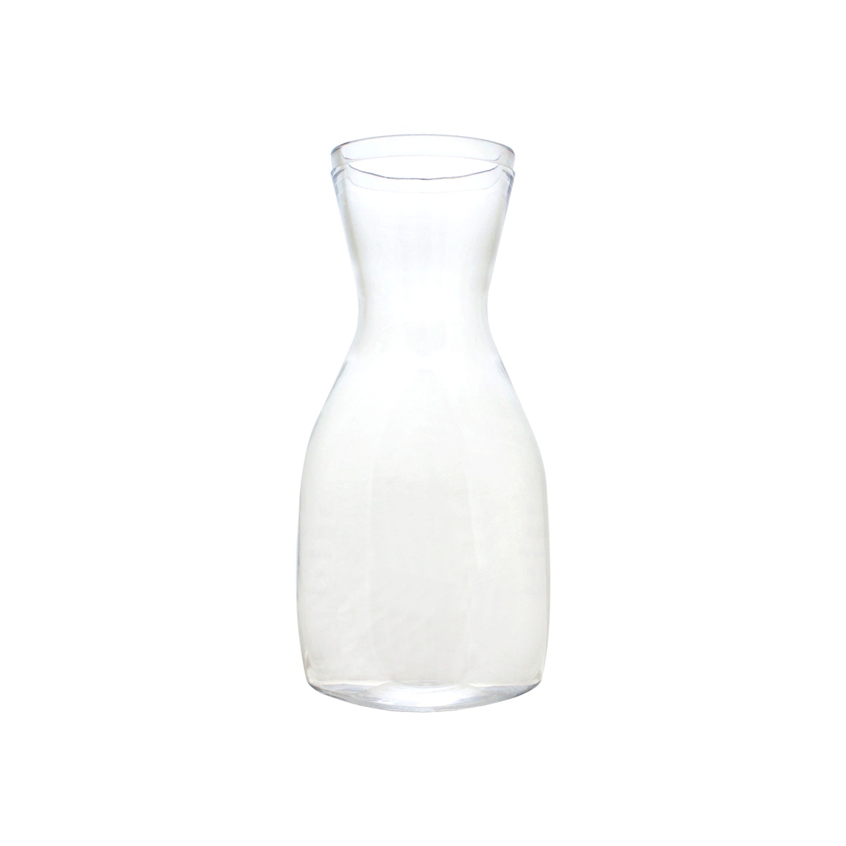 Thunder Group 17 oz clear polycarbonate traditional carafe showing smooth contoured body on white background