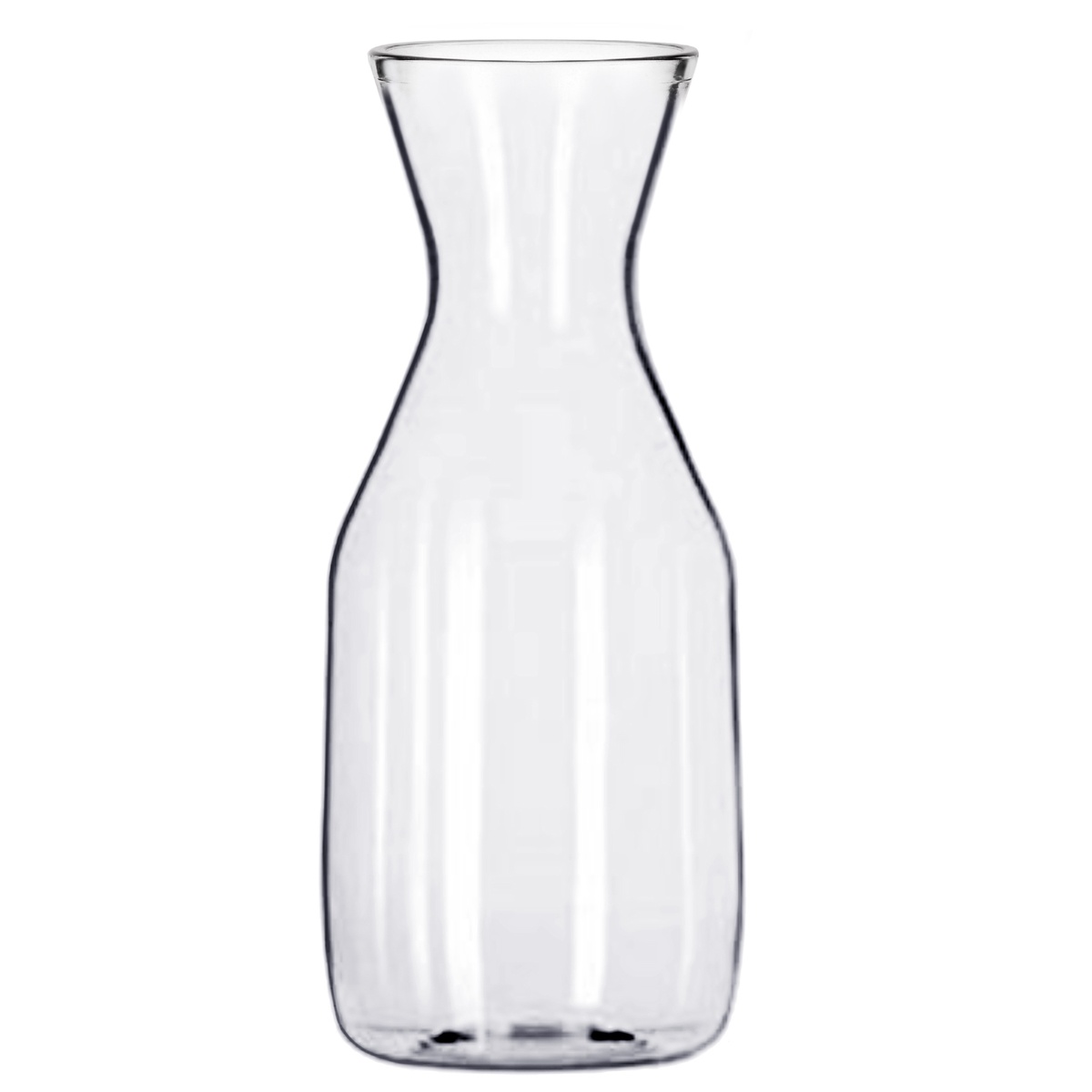 Thunder Group 17 oz clear polycarbonate traditional carafe, empty, on white background