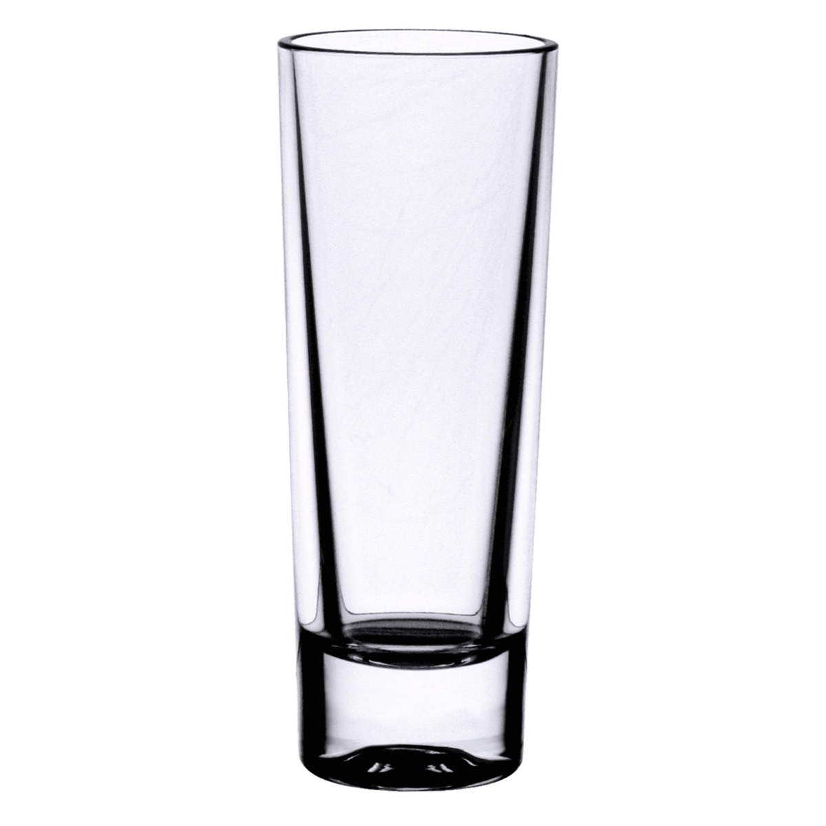 Thunder Group 2 oz clear polycarbonate shot glass with heavy base, front view