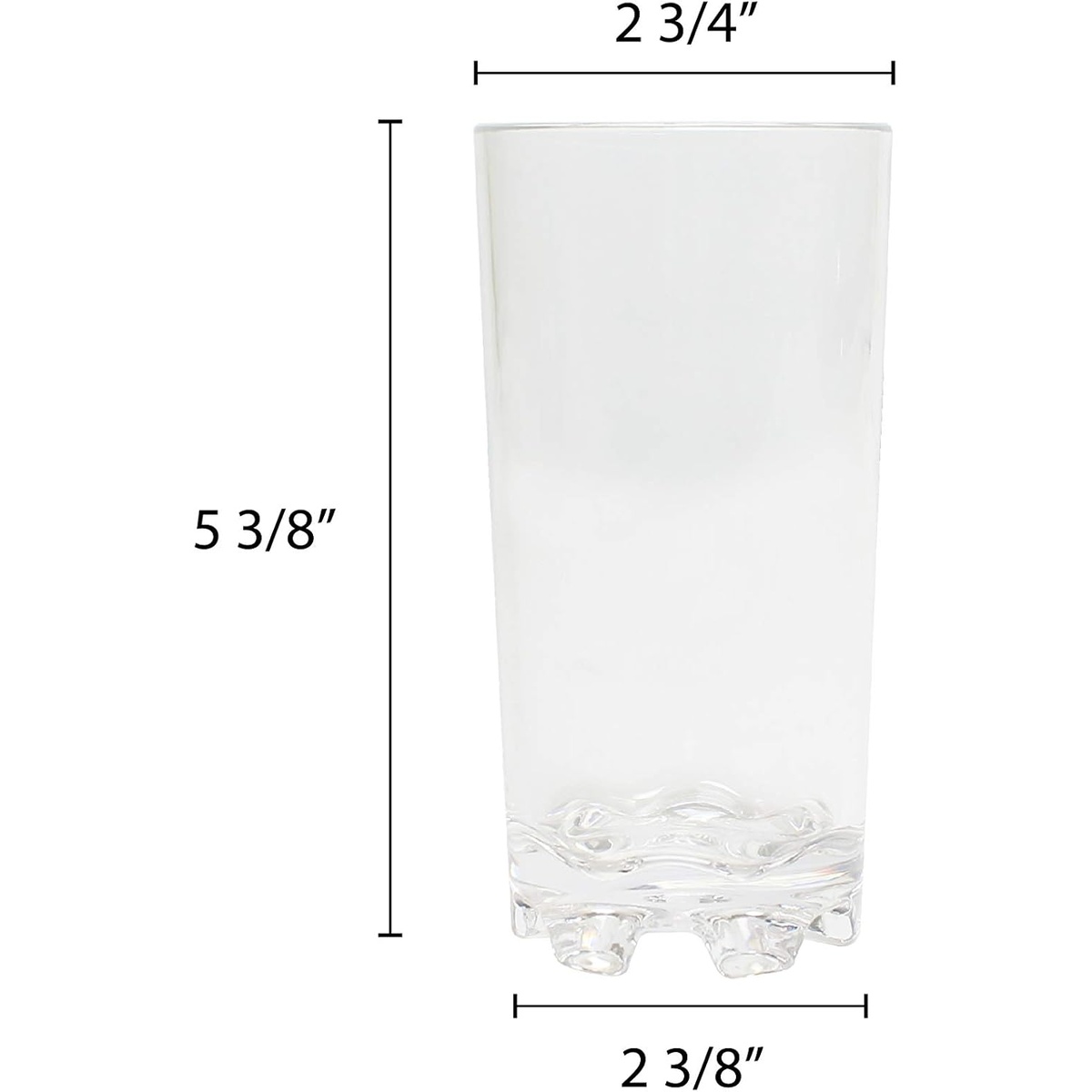 Thunder Group PLTHST012C tumbler with dimension annotations: 5-3/8 inch height, 2-3/4 inch top diameter, 2-3/8 inch base diameter