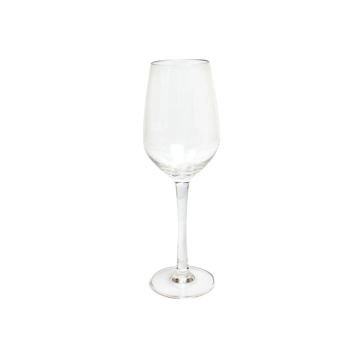 Thunder Group PLTHWG014RC 14 oz clear polycarbonate wine glass, angled view on white background
