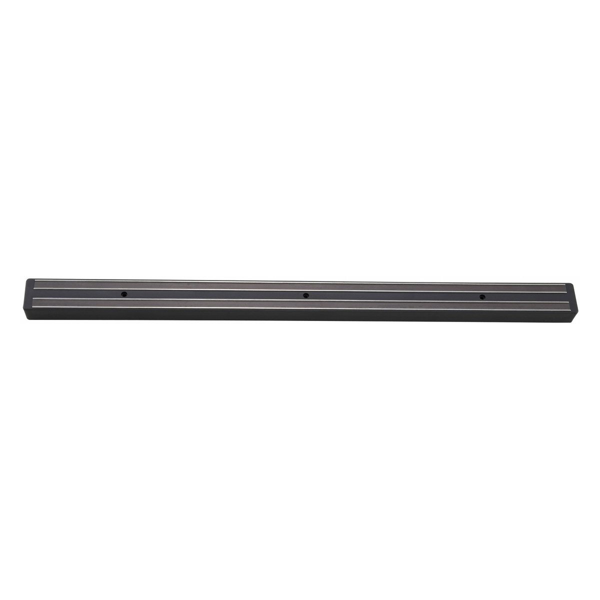Winco PMB-24 24-inch black magnetic knife bar with plastic base, front view