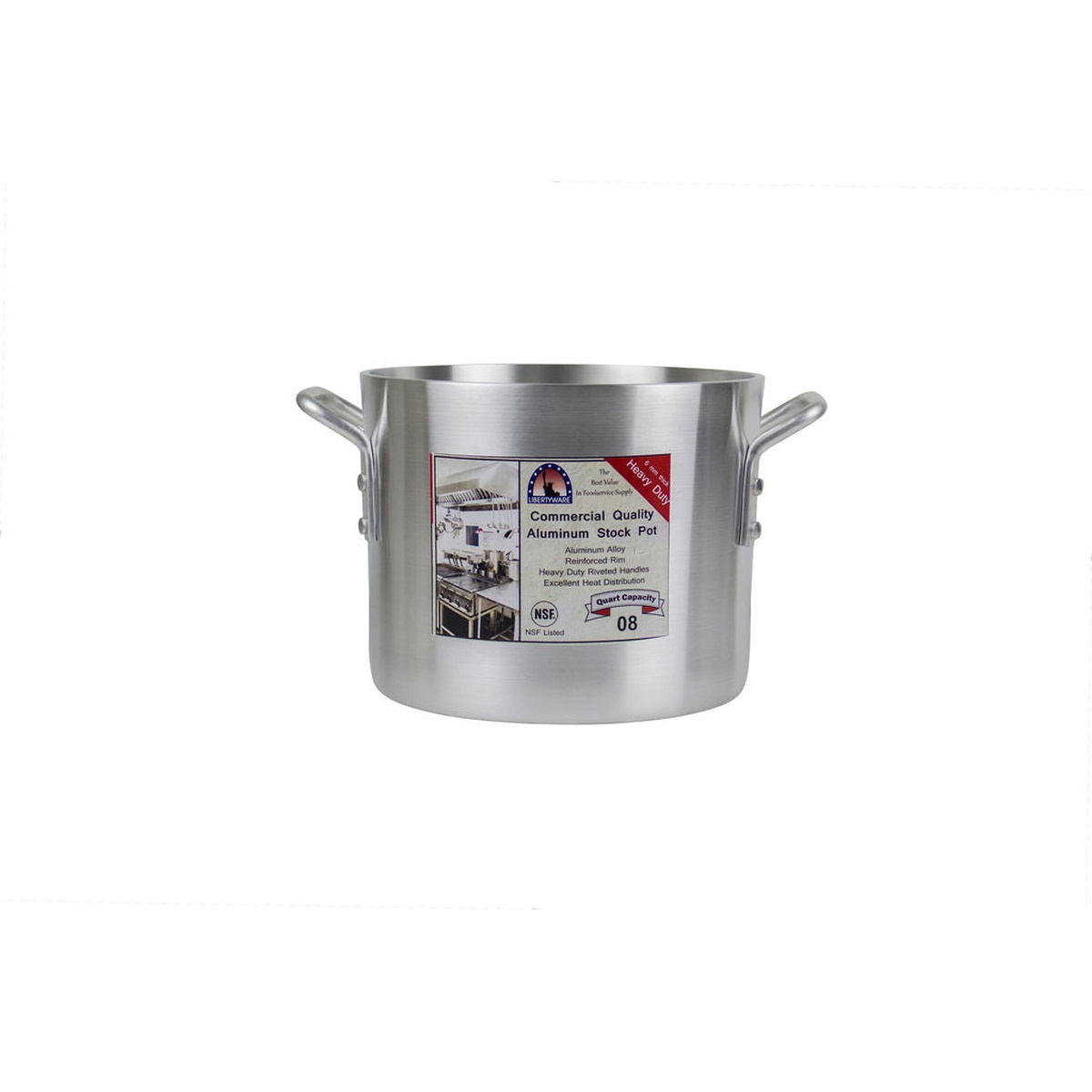 Libertyware 8 Quart Heavy Duty Aluminum Stock Pot front view