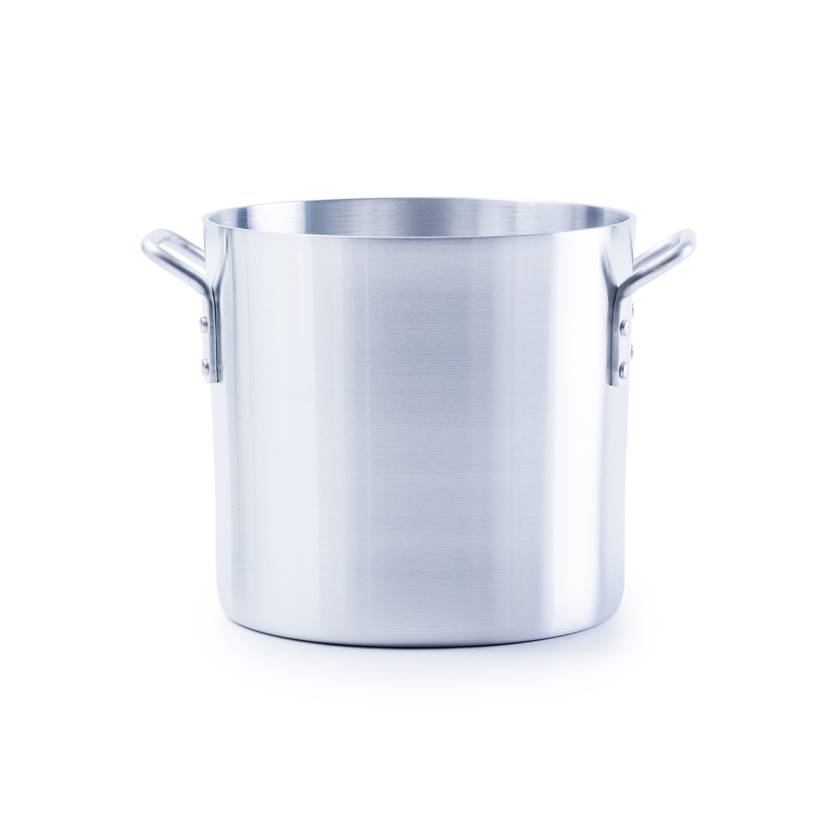 Libertyware aluminum stock pot with riveted handles, clean side profile on white background