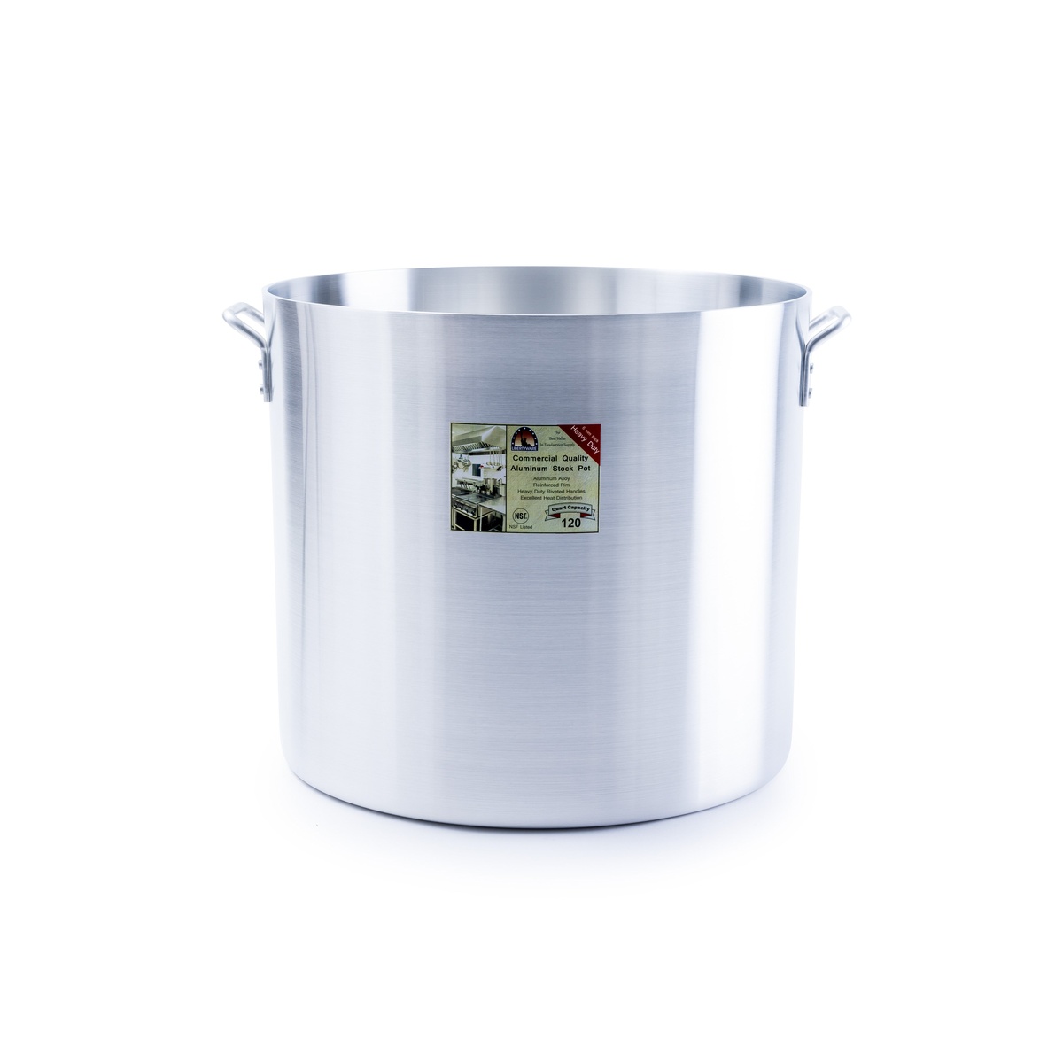 Libertyware 120 Quart Heavy Duty Aluminum Stock Pot with commercial label
