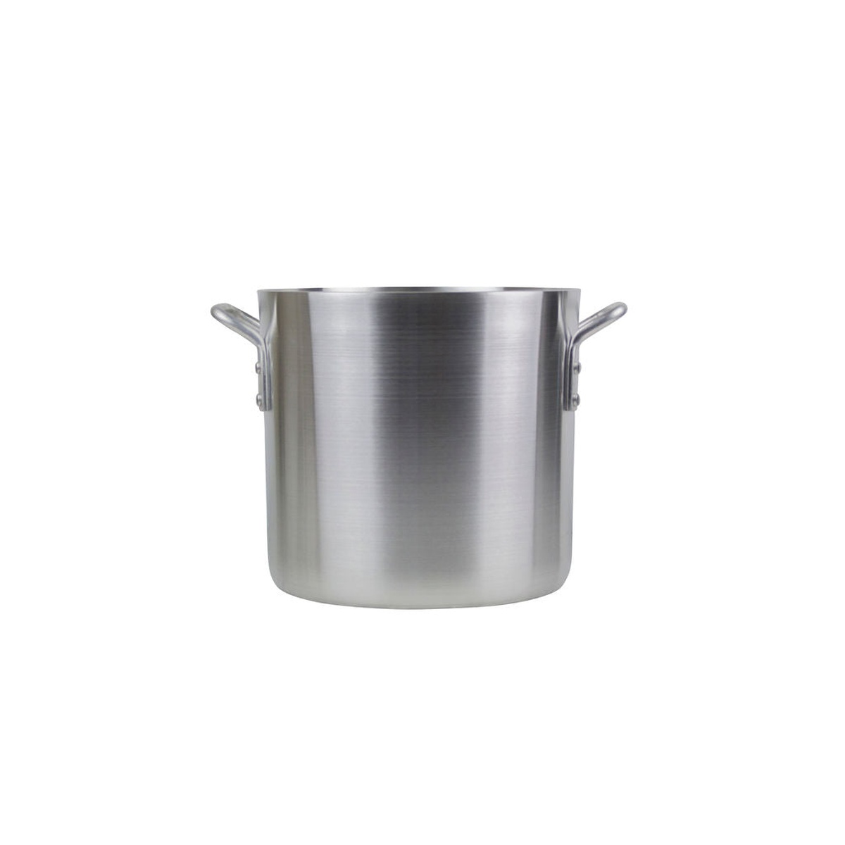Clean front view of the 12 quart heavy duty aluminum stock pot without labels