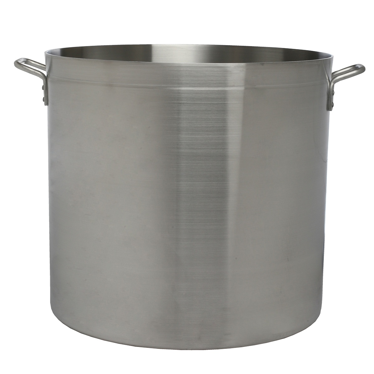 Libertyware POT160H 160-quart heavy-duty aluminum stock pot with riveted handles on white background