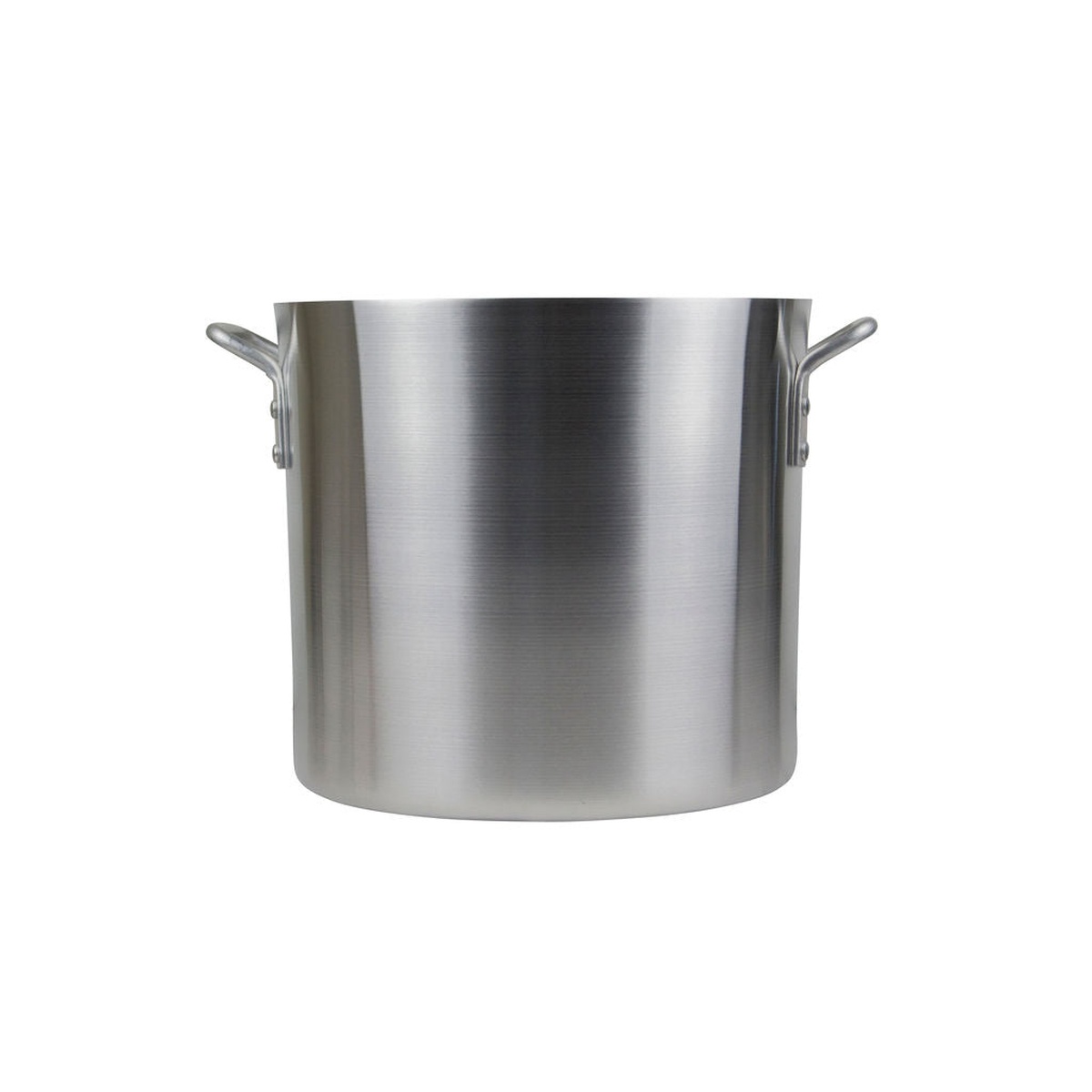 Libertyware POT20H 20-quart aluminum stock pot clean side profile view showing riveted handles