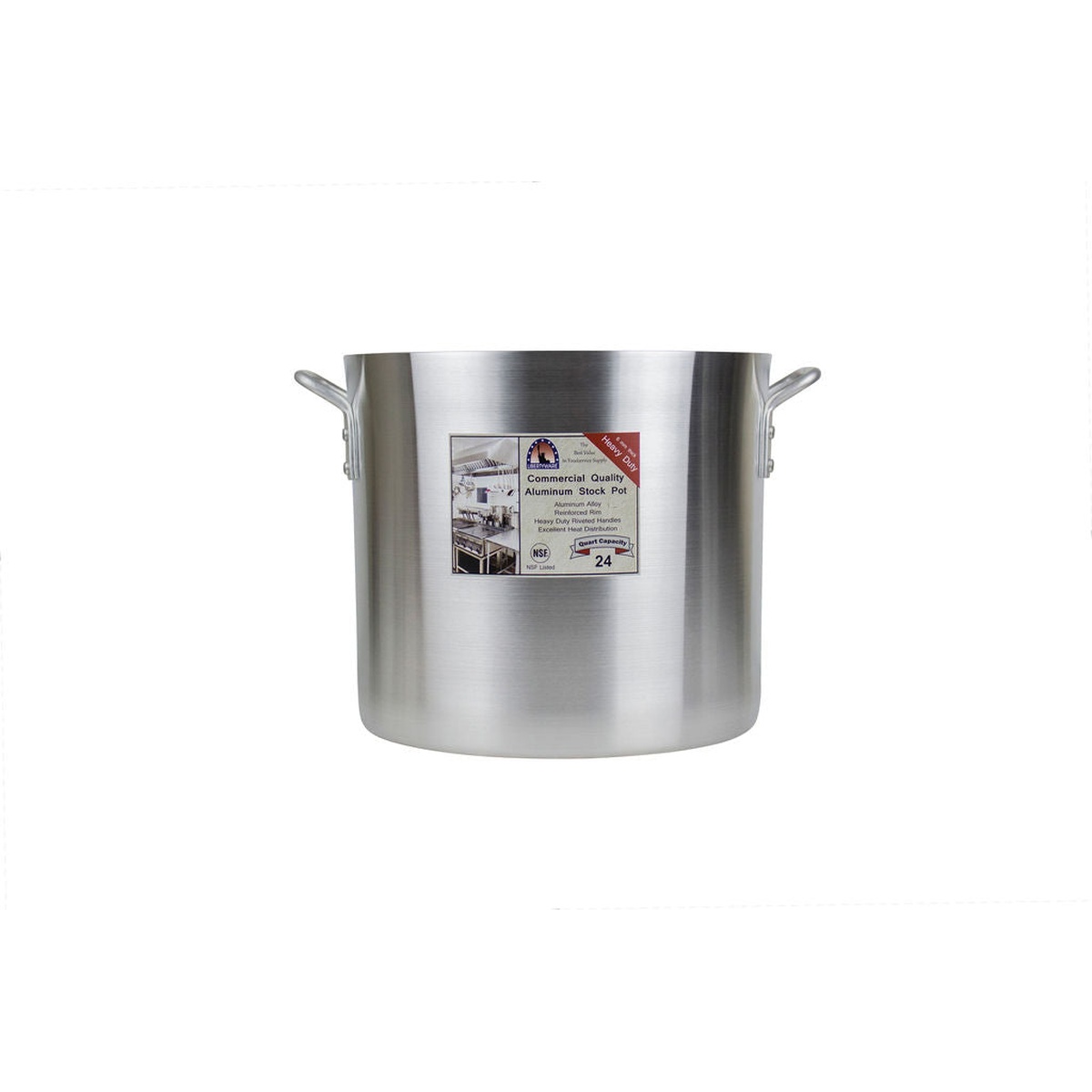 Libertyware 24-quart heavy-duty aluminum stock pot front view with label