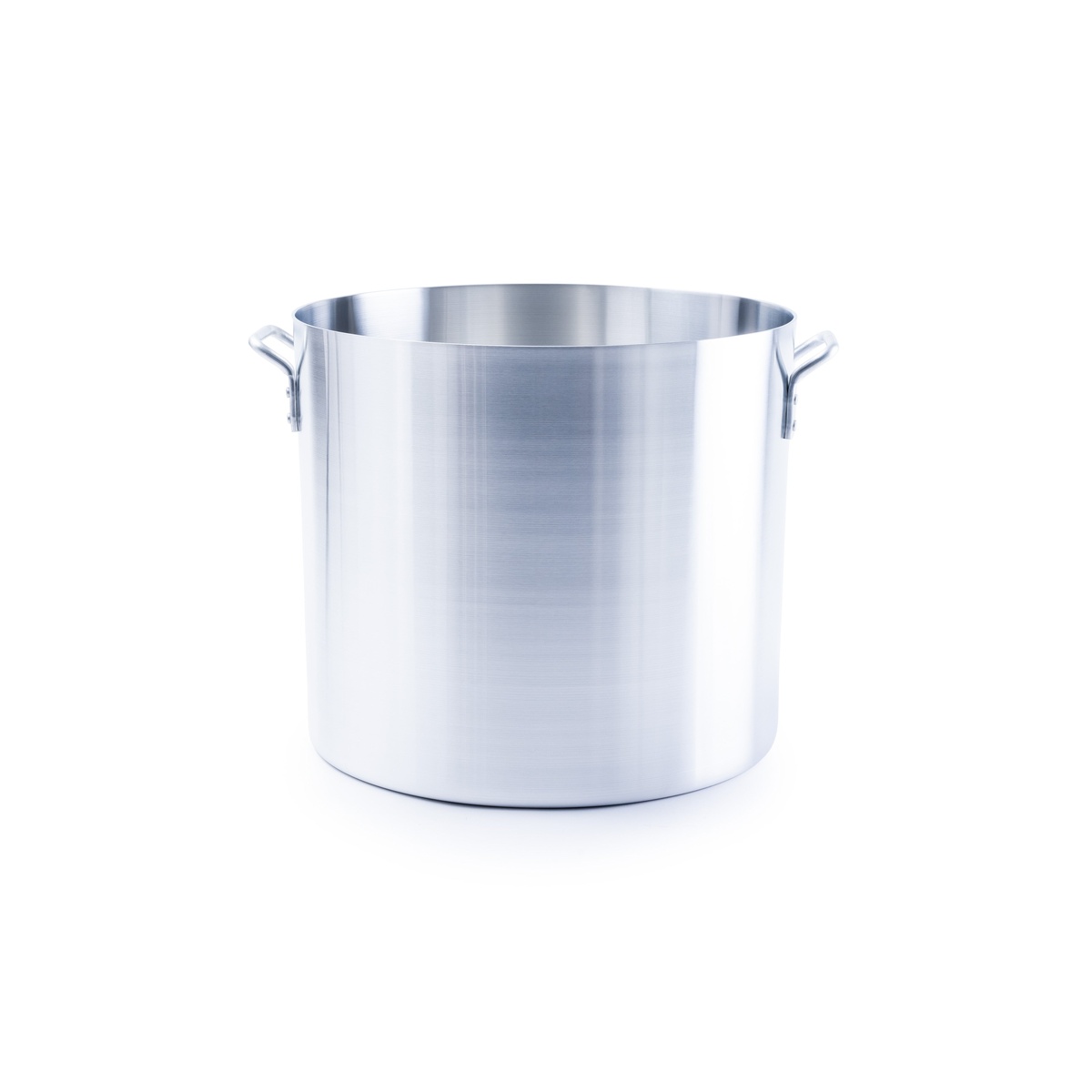 Libertyware POT80 80-quart aluminum stock pot showing polished interior and dual riveted handles
