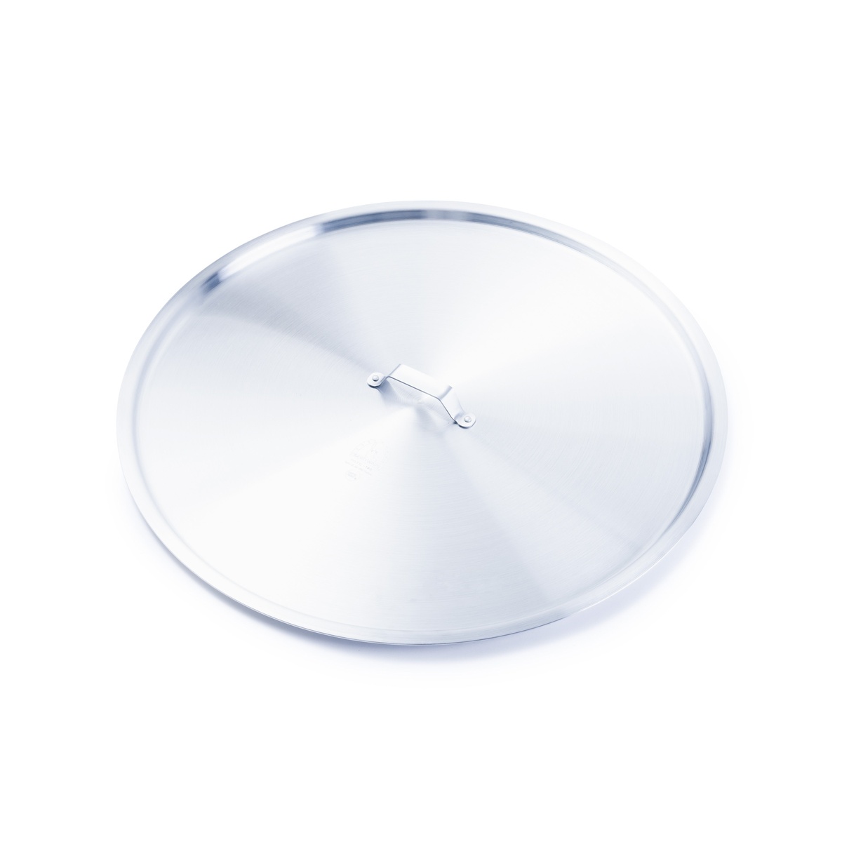Libertyware POTC200 round flat aluminum stock pot cover with center handle, top view