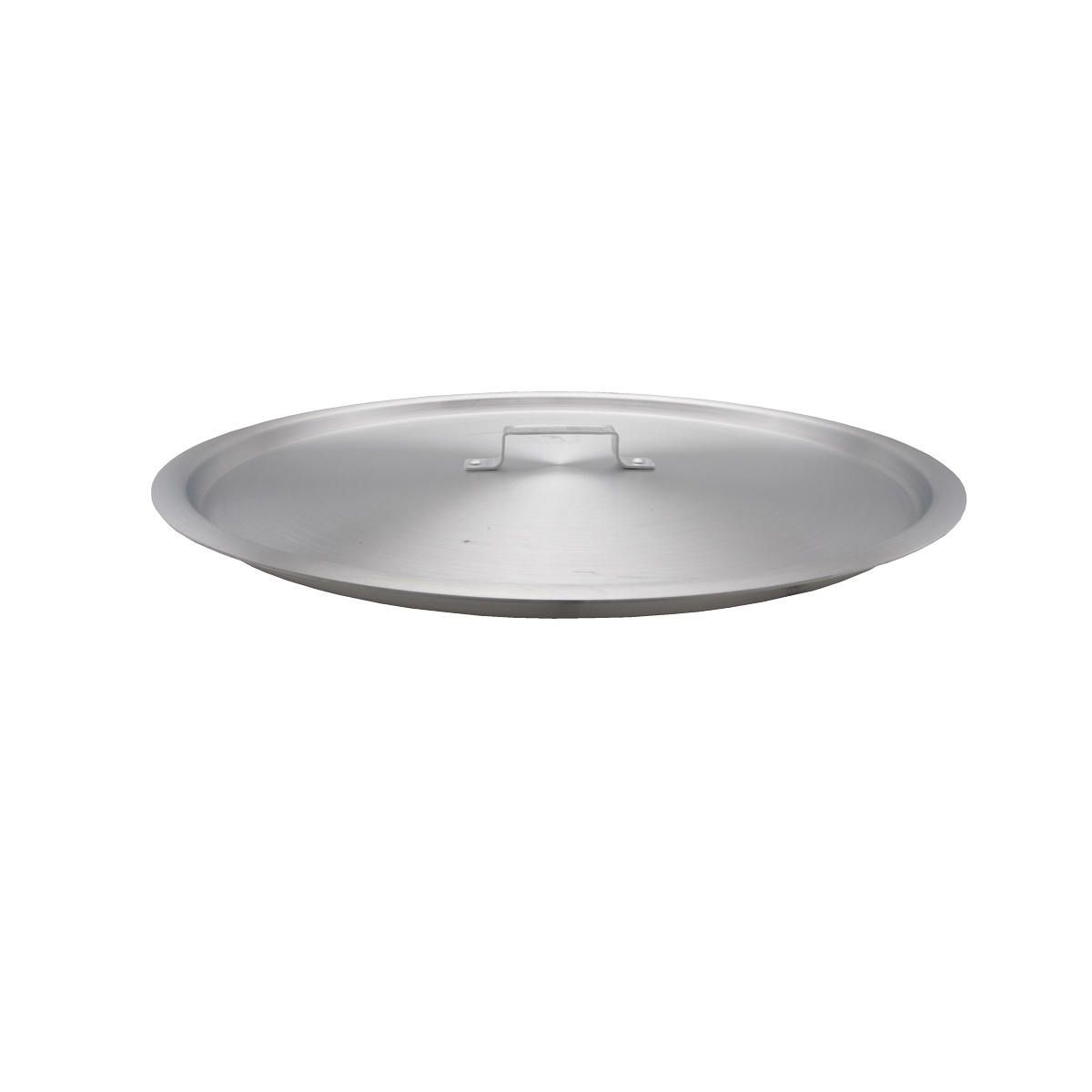 Libertyware POTC80 round flat aluminum stock pot cover with center handle on white background