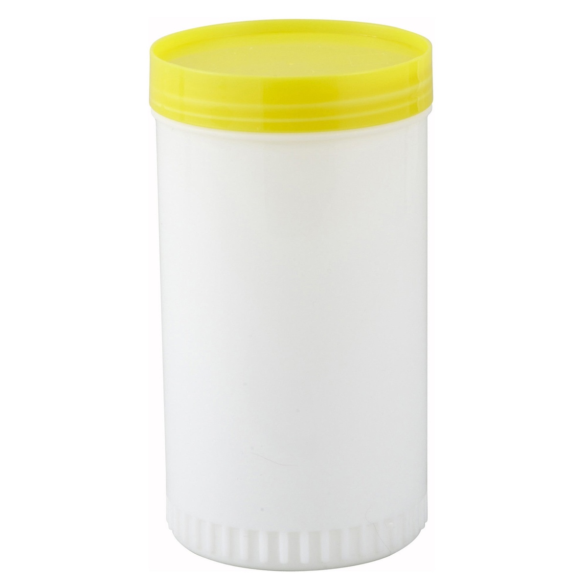 Winco PPB-2Y white plastic container body with yellow snap-on lid