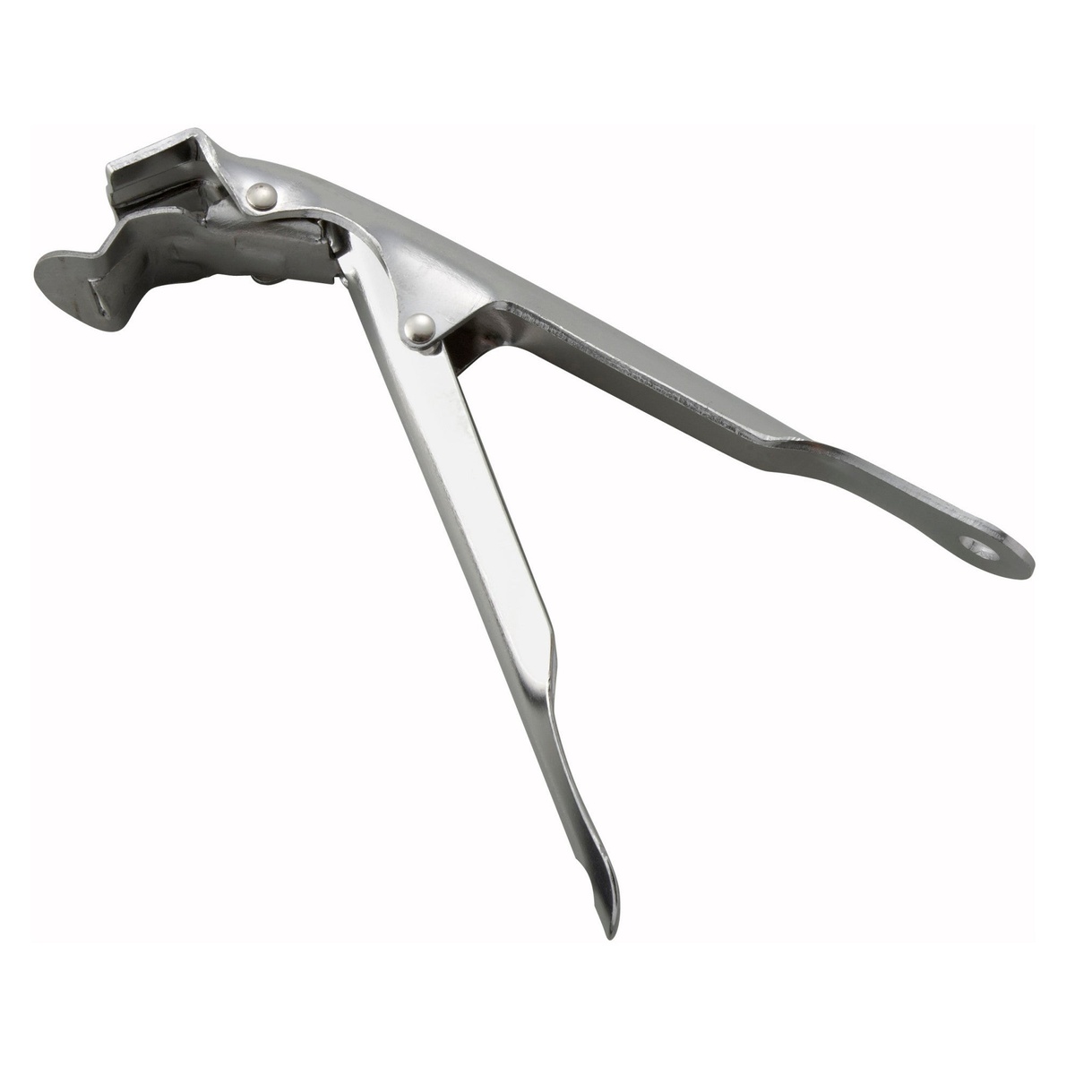 Winco PPG-8S stainless steel pizza pan gripper for shallow pans, open clamp view