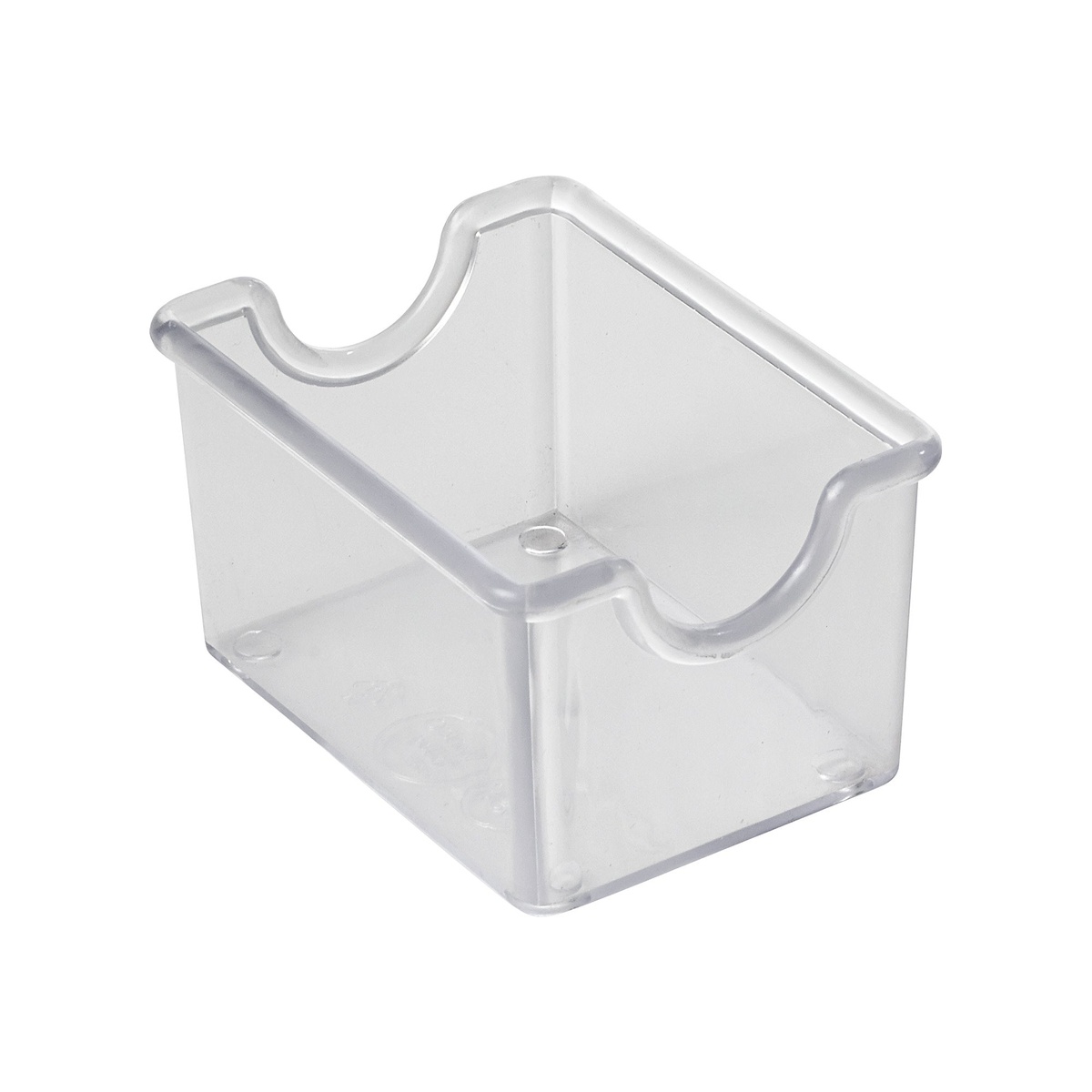 Winco PPH-1C clear plastic sugar packet holder, empty, isolated on white background