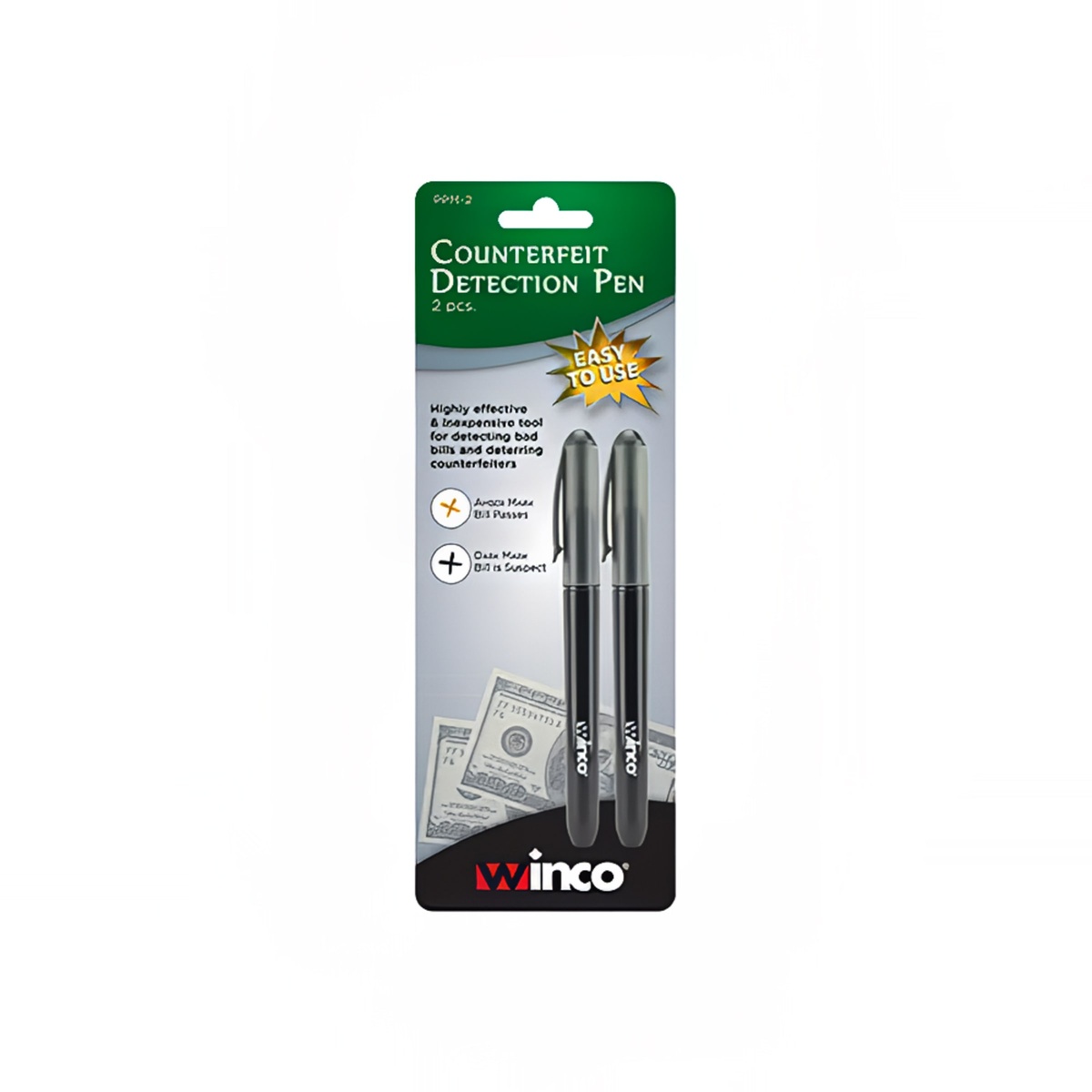 Winco PPM-2 counterfeit detection pen 2-pack retail blister packaging
