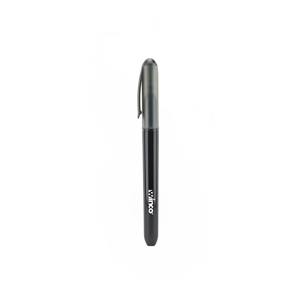 Winco PPM-2 counterfeit detection pen with black body and gray cap on white background